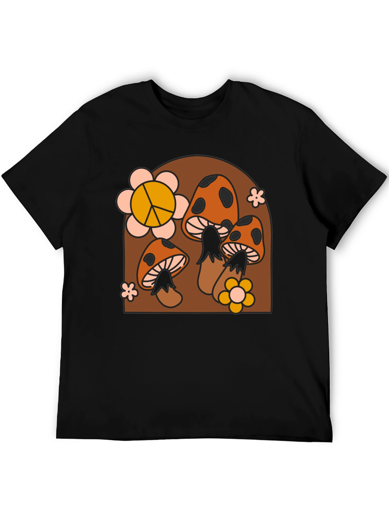 Black Retro Mushroom T-Shirt view 5