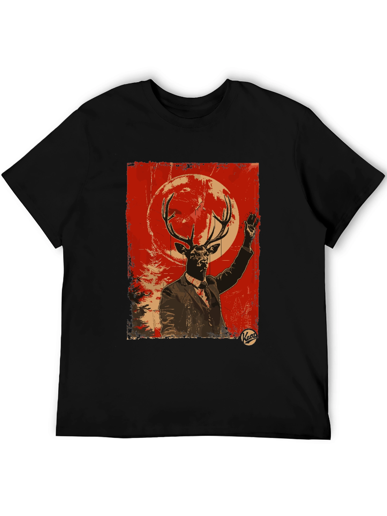 Black Deer Man Graphic Tee - Unique Animal Art T-Shirt view 5