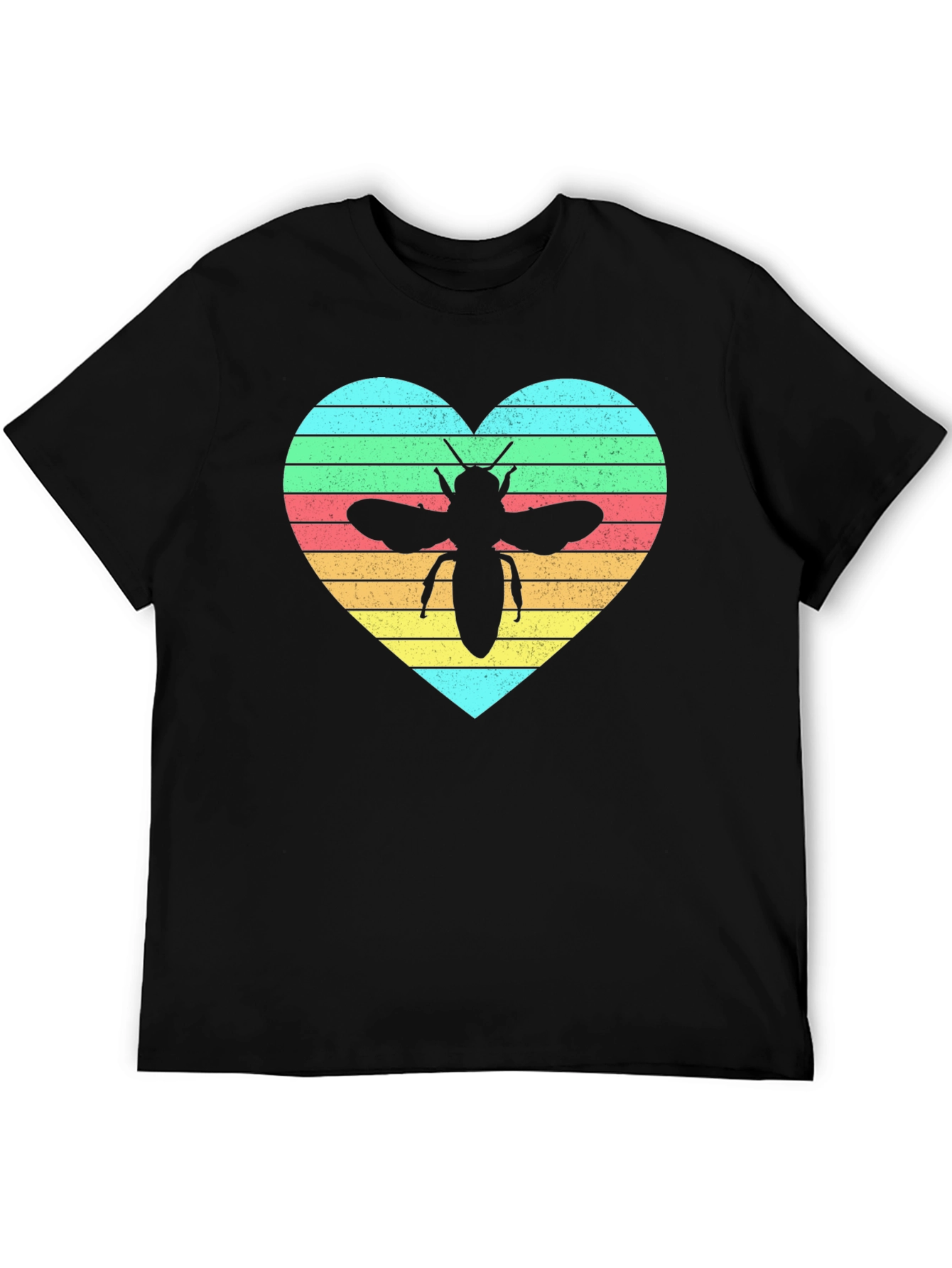 Black Bee Heart T-Shirt - Black, Short Sleeve, Graphic Tee view 5