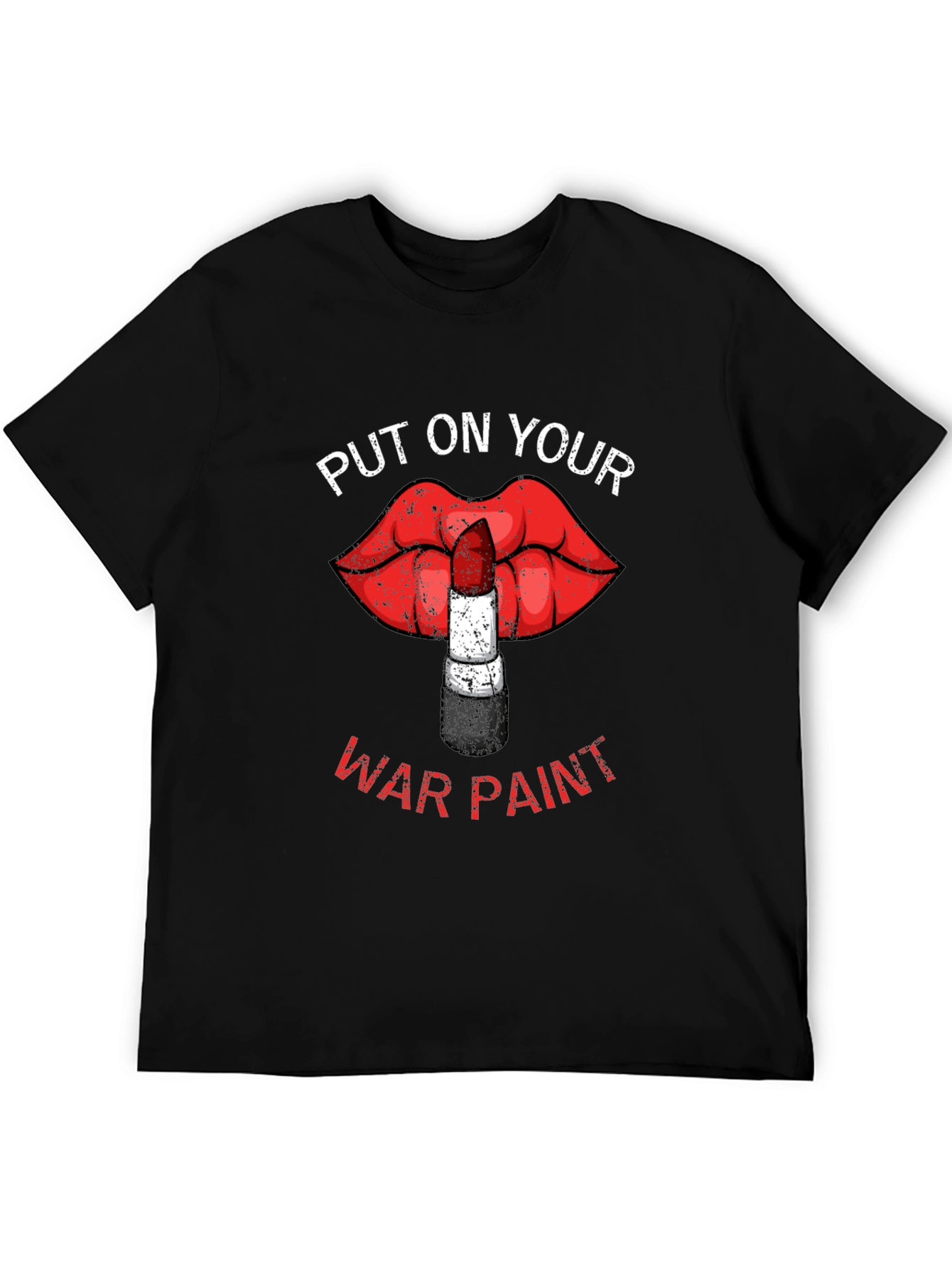 Black War Paint Lipstick Lips Graphic T-Shirt view 5
