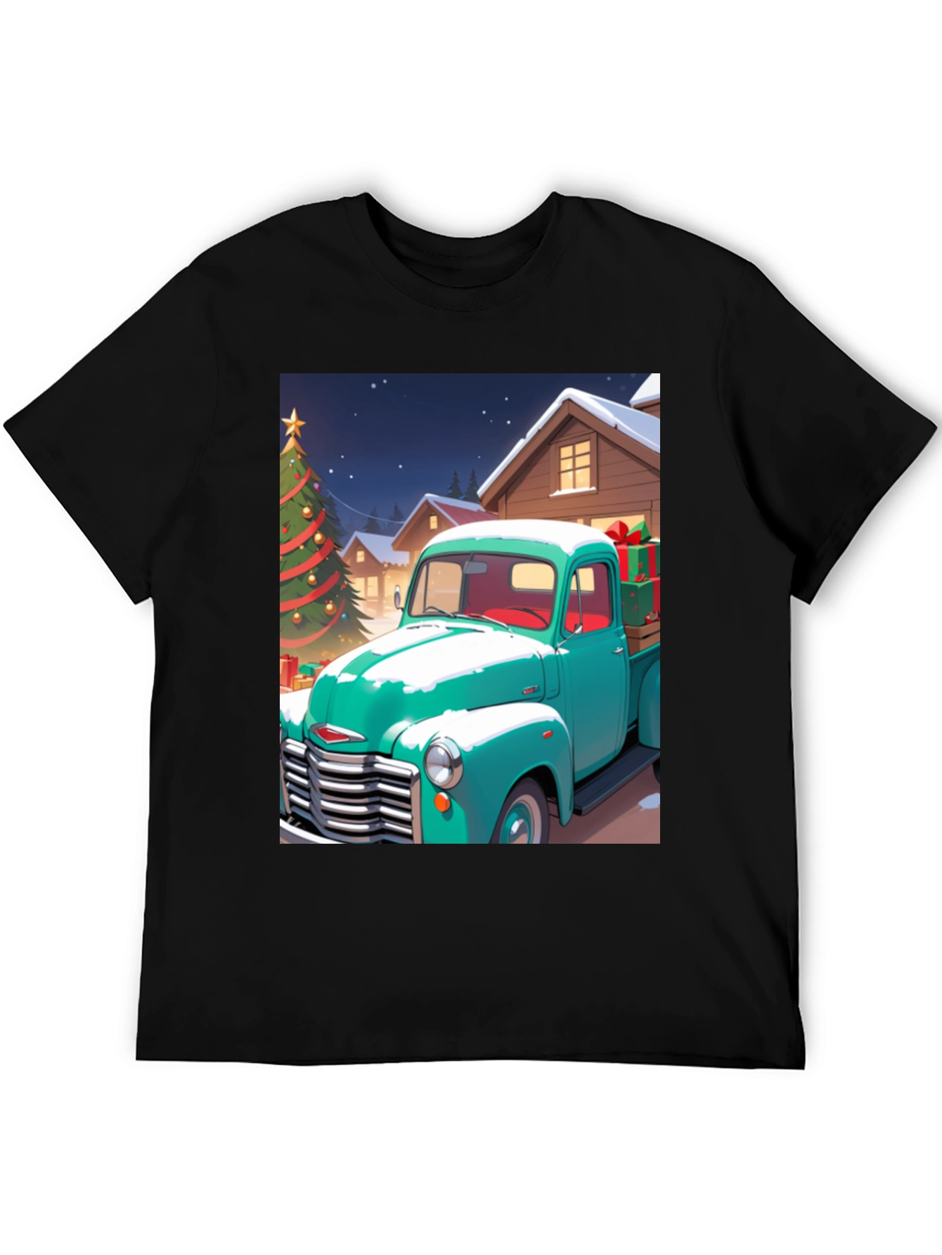 Black Christmas Truck Graphic Tee view 5