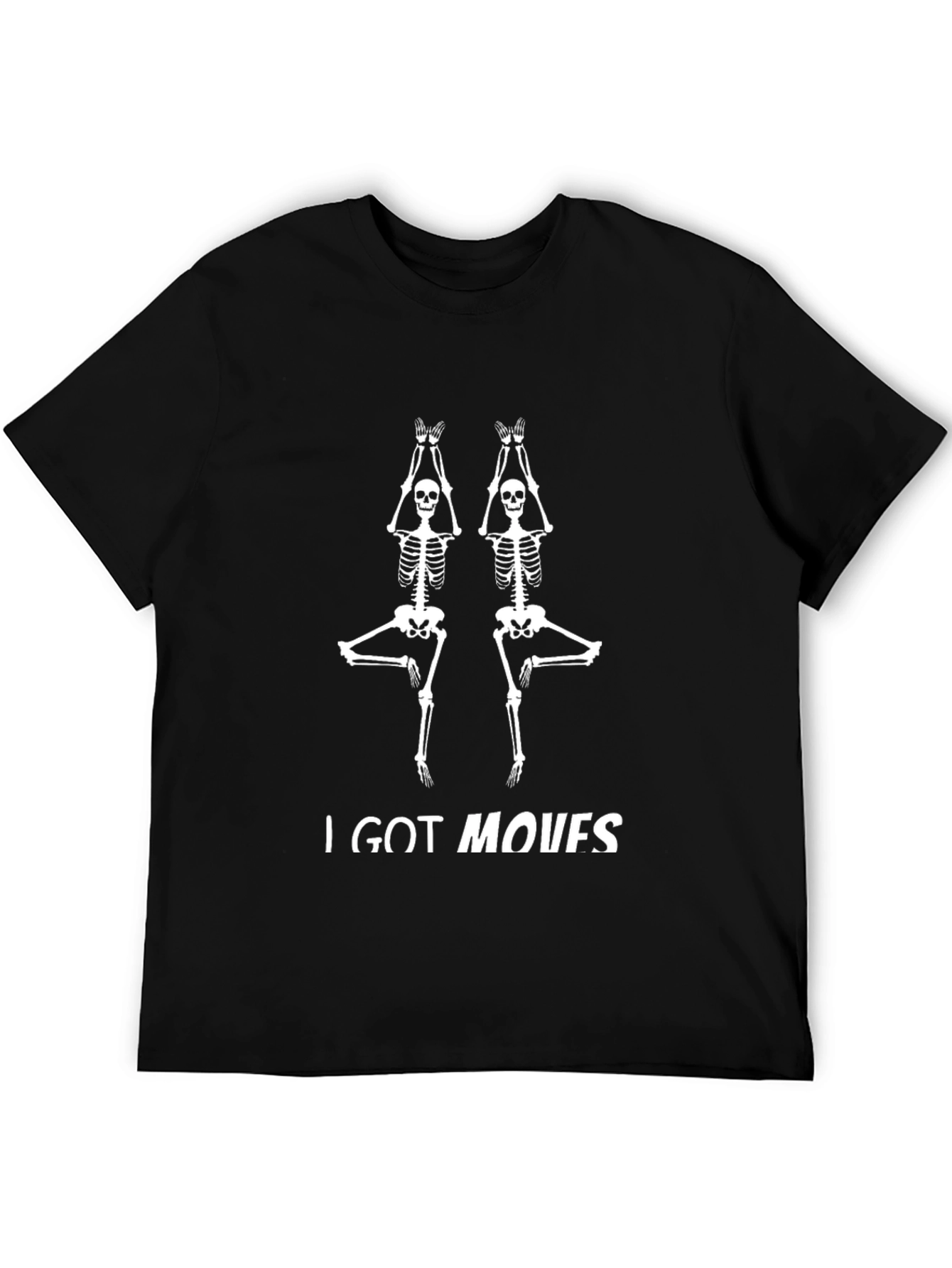 Black Skeleton Yoga Moves Graphic Tee - Black T-Shirt view 5