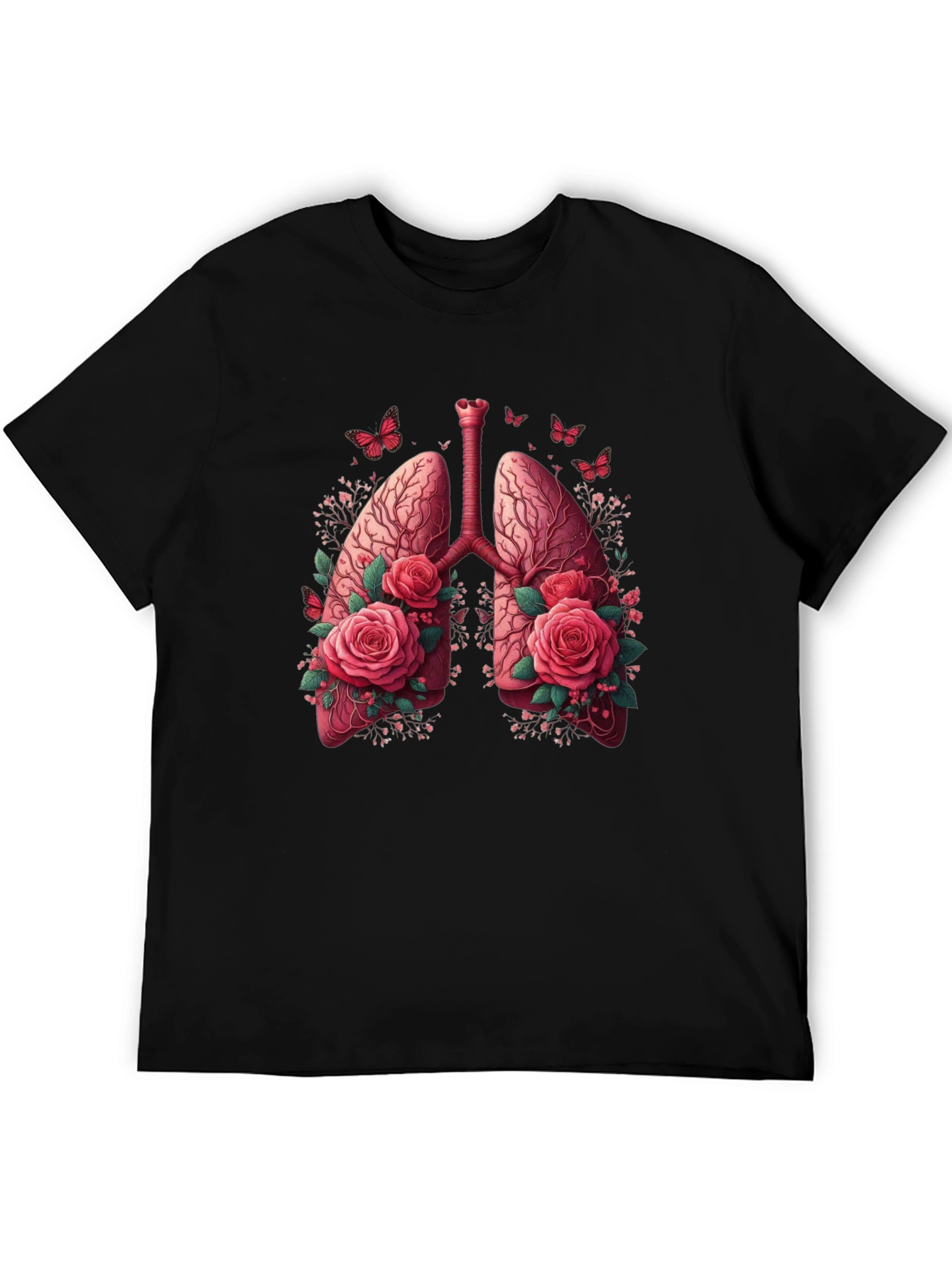 Black Floral Lung Anatomy Graphic Tee - Unisex view 5