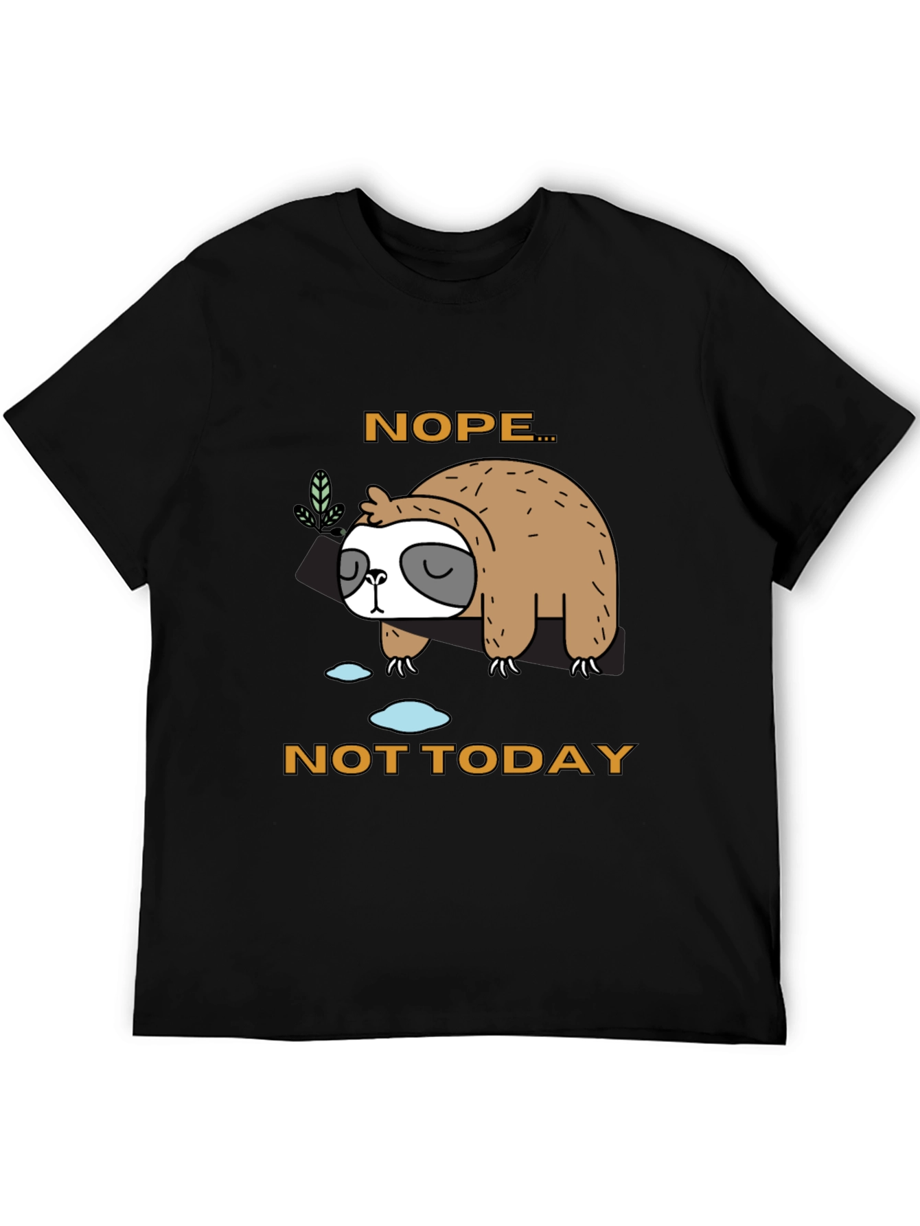 Black Nope, Not Today Sloth Graphic T-Shirt view 5