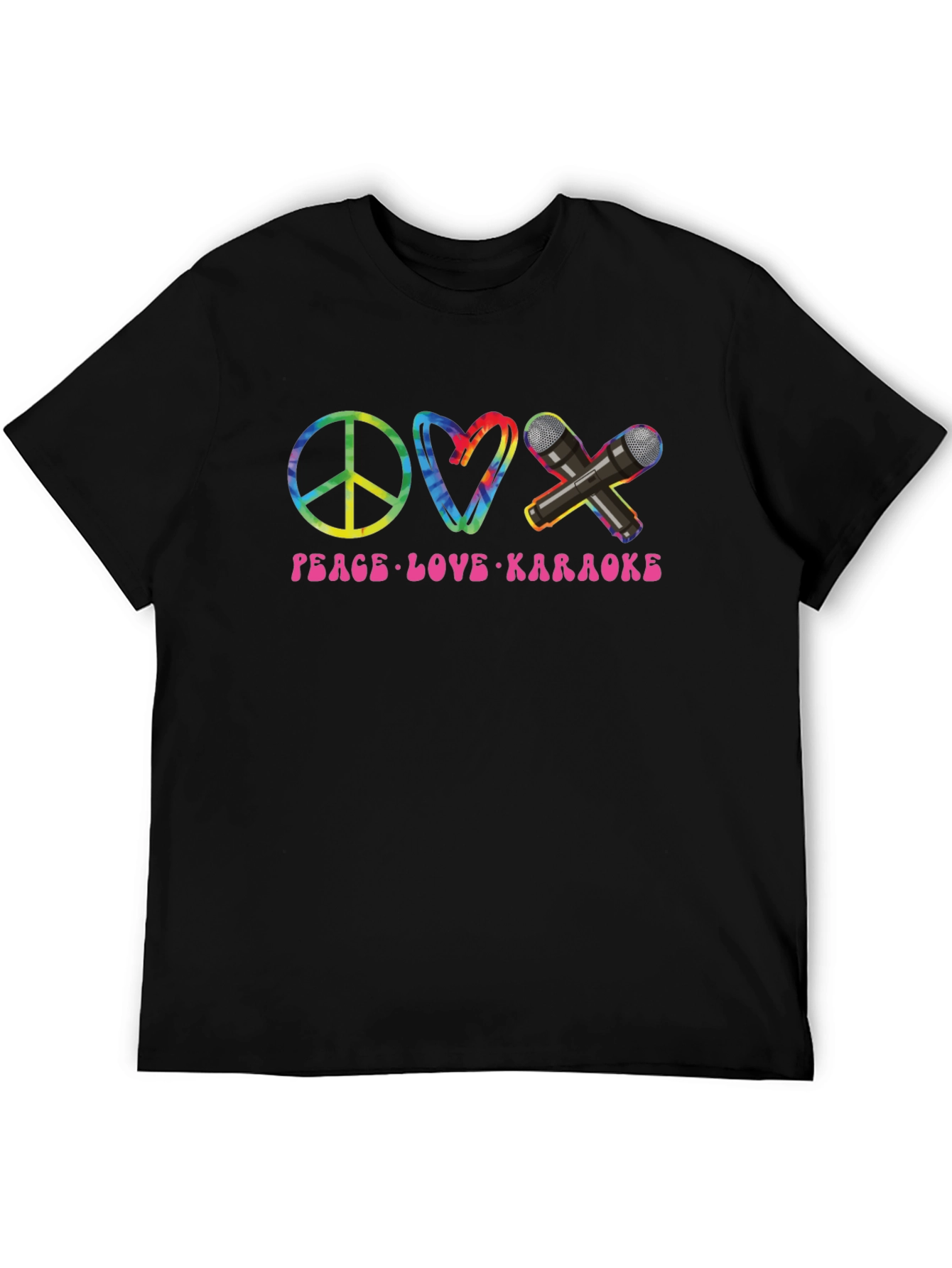 Black Peace Love Karaoke T-Shirt view 5
