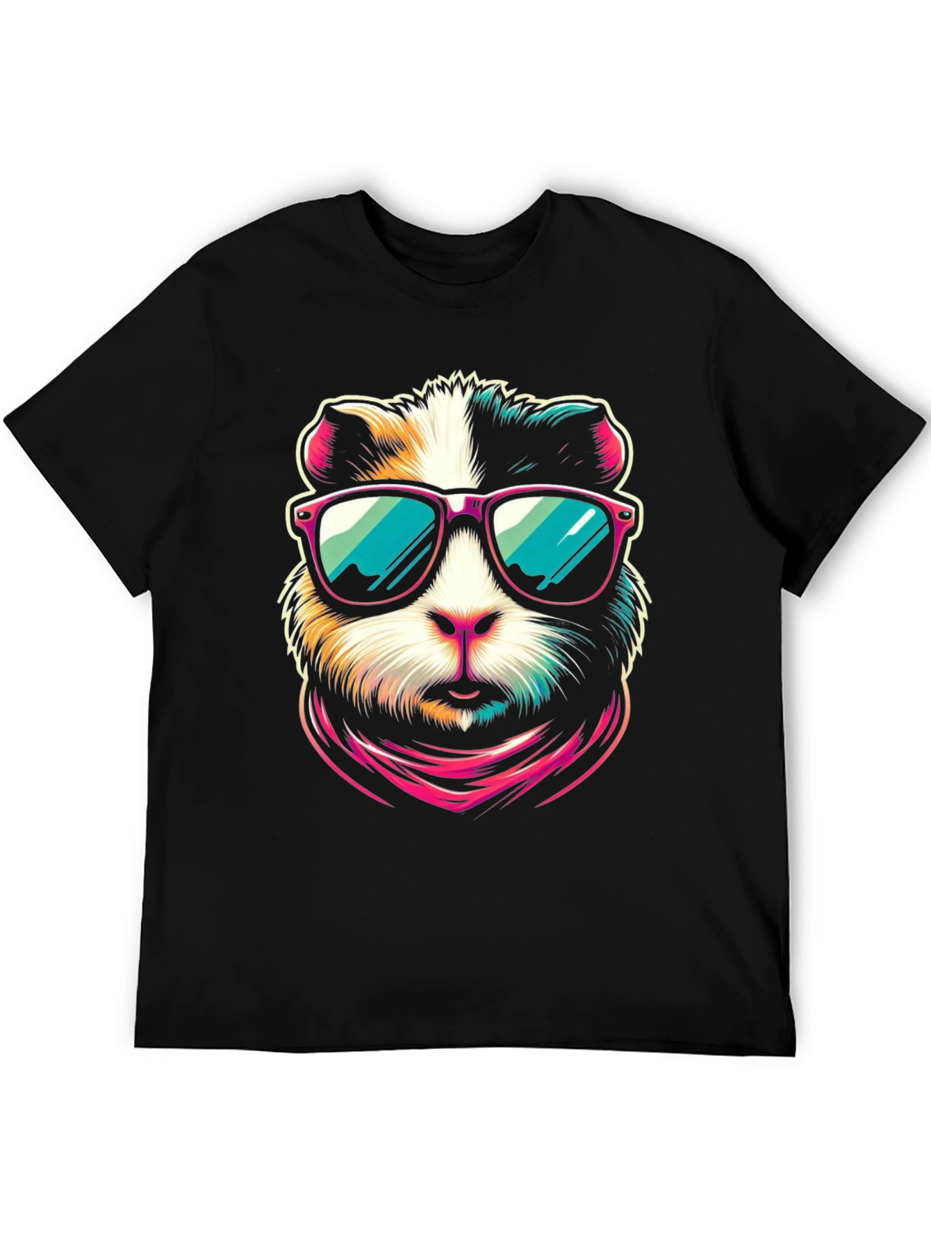 Black Cool Guinea Pig Graphic Tee view 5