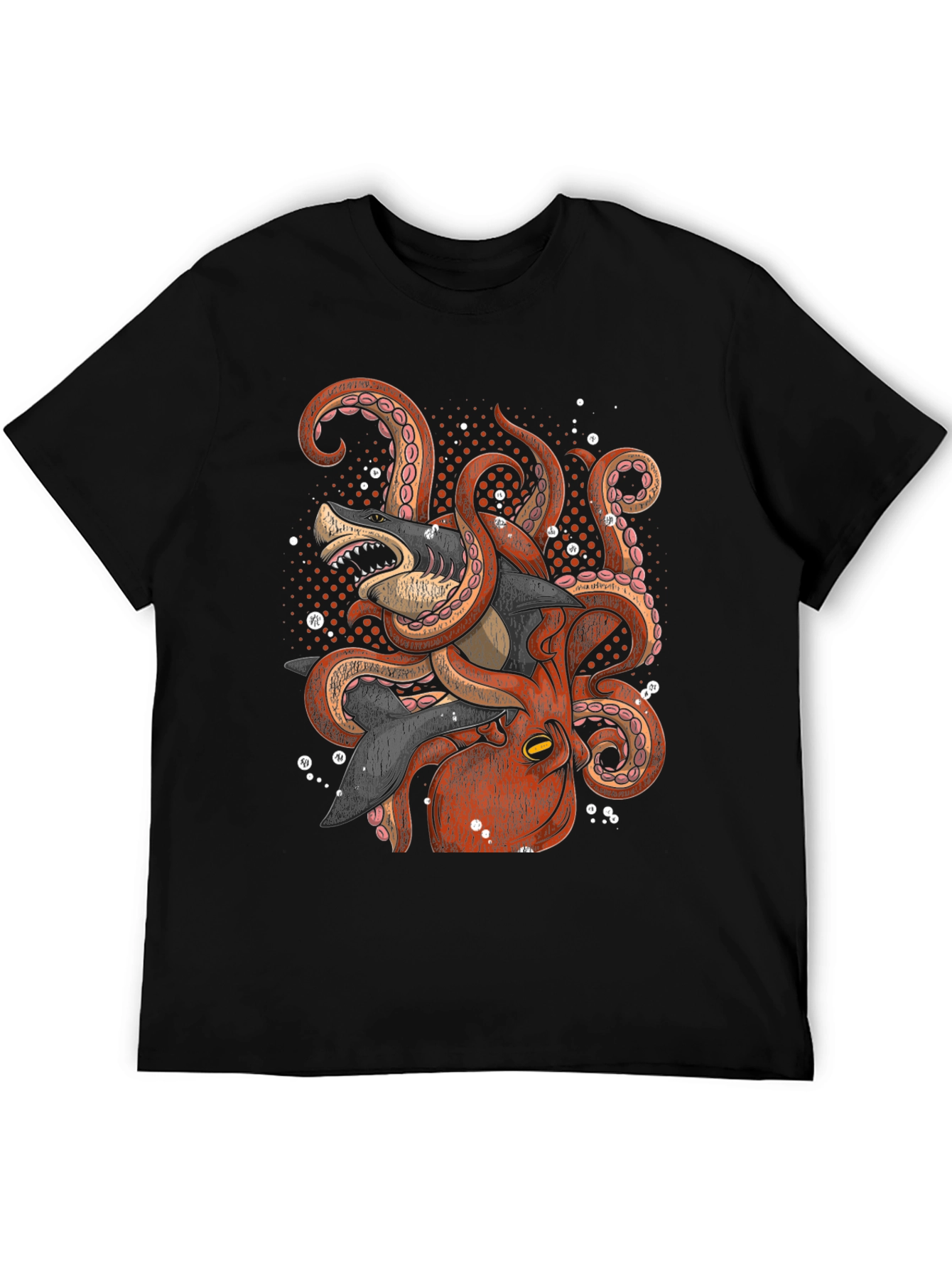 Black Octopus vs Shark Graphic Tee - Black view 5