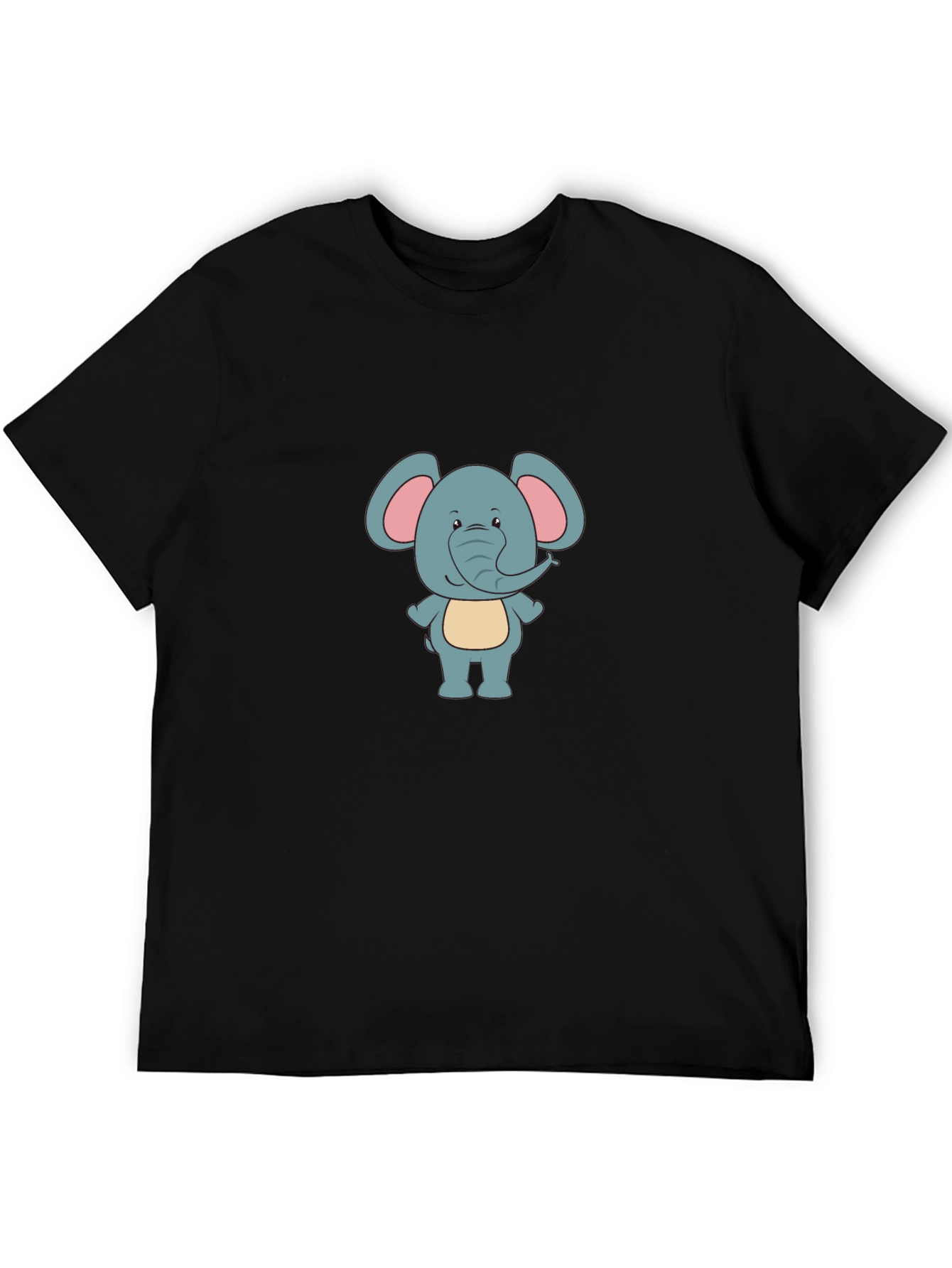 Black Cute Elephant Graphic Black T-Shirt view 5