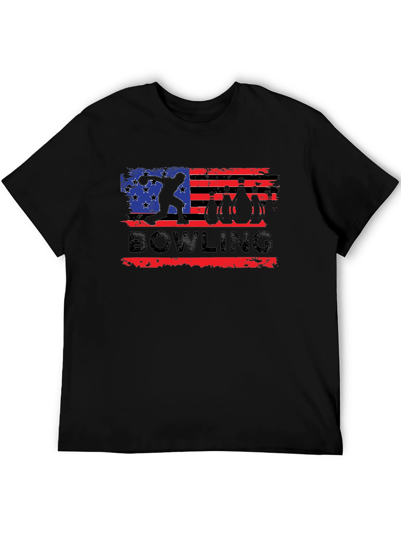 Black Bowling USA Flag Graphic T-Shirt view 5