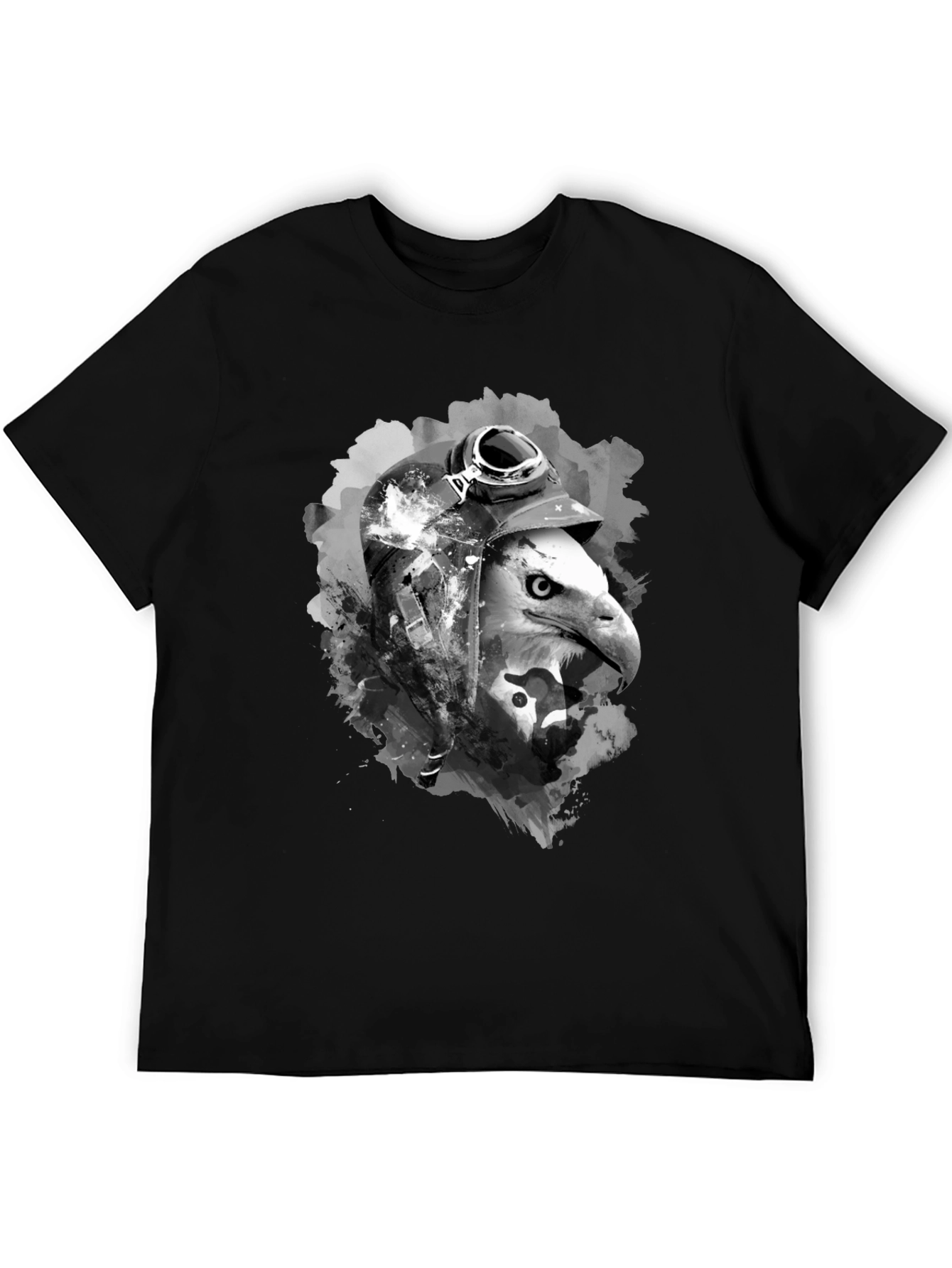 Black Eagle Pilot Graphic Tee - Black Cotton T-Shirt view 5