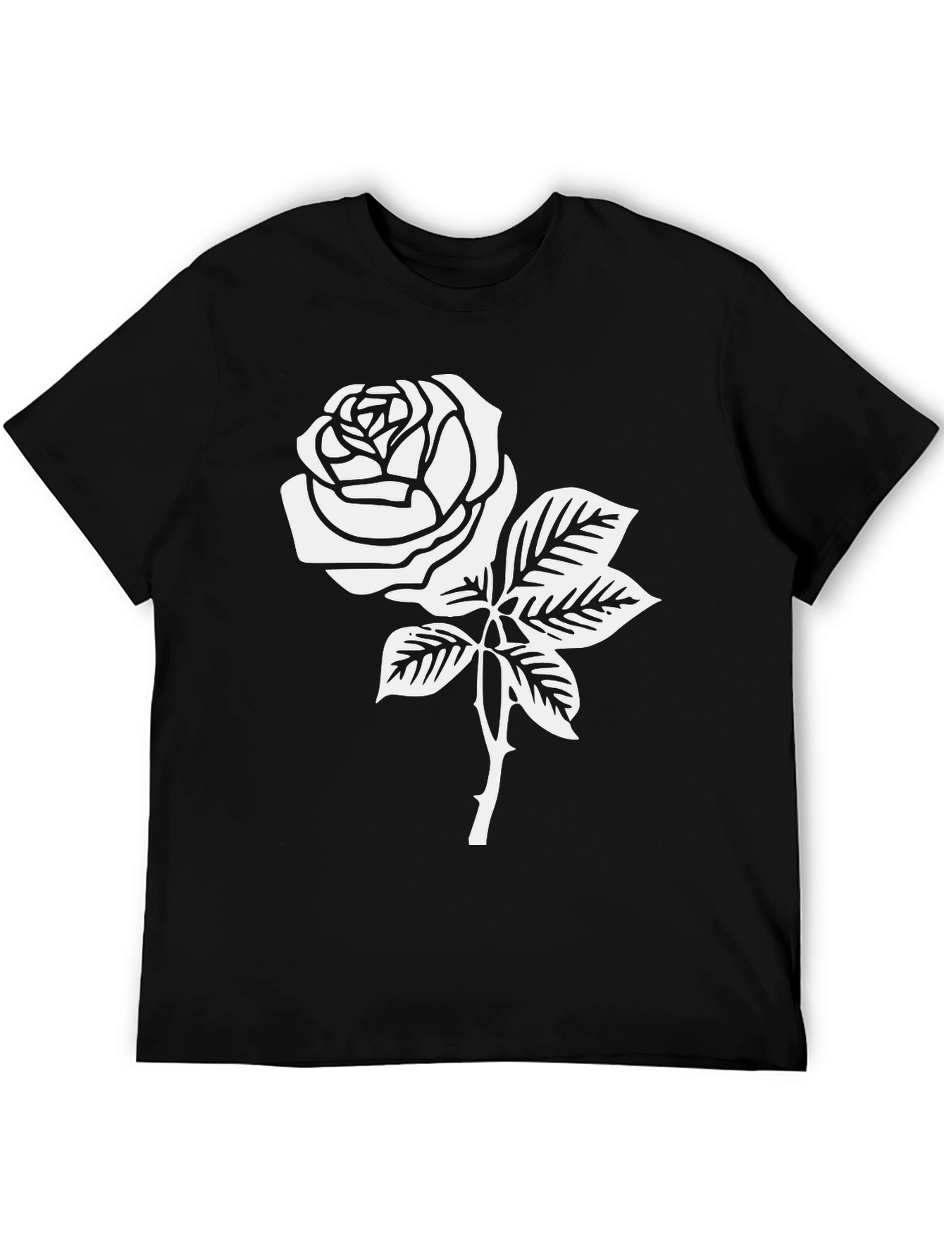 Black Black T-Shirt with White Rose Graphic view 5