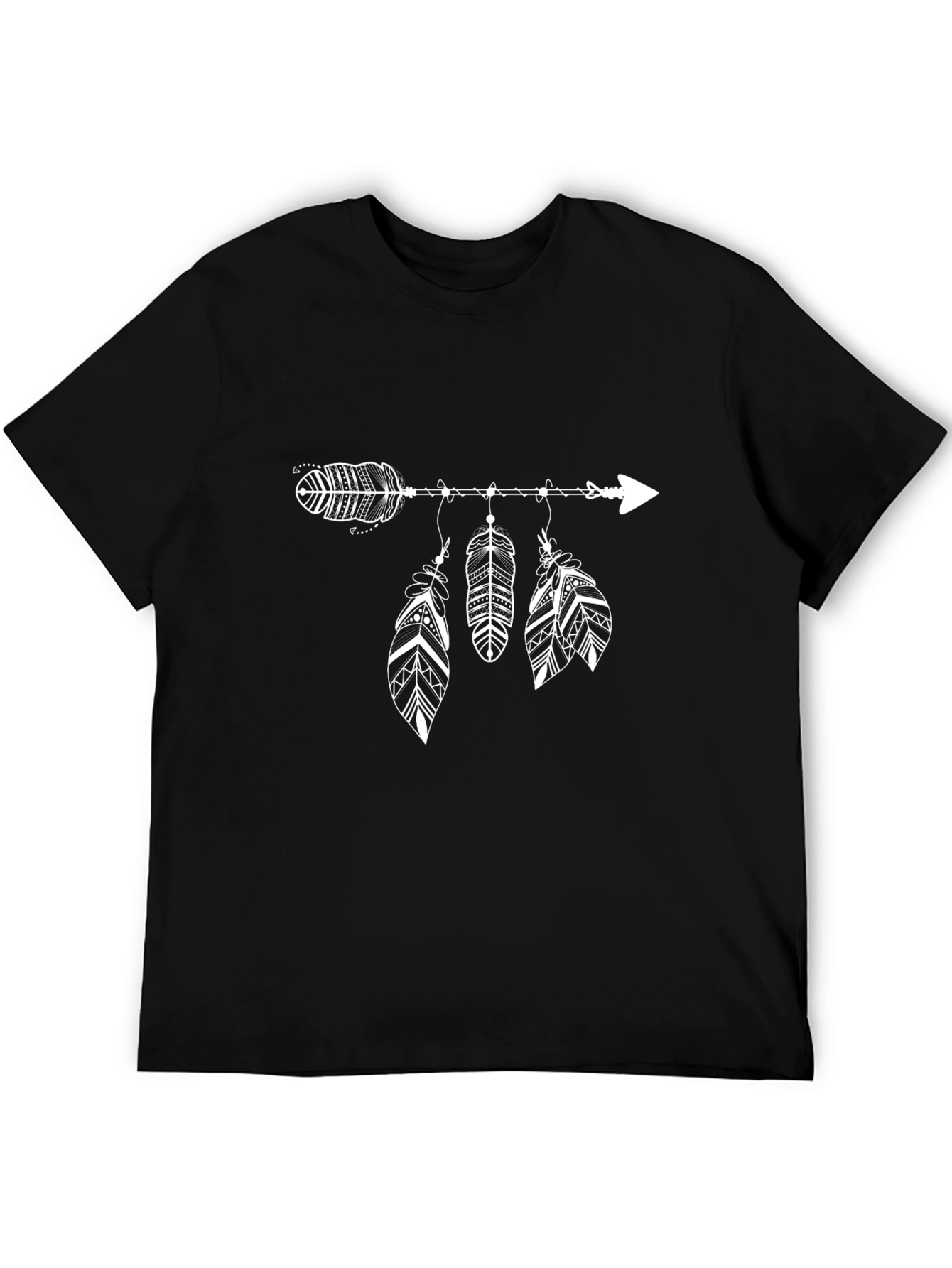 Black Arrow & Feathers Graphic Tee - Black view 5