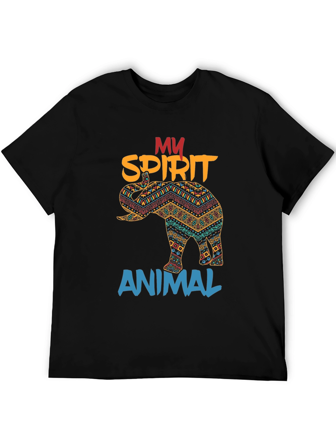 Black Elephant Spirit Animal Graphic T-Shirt view 5