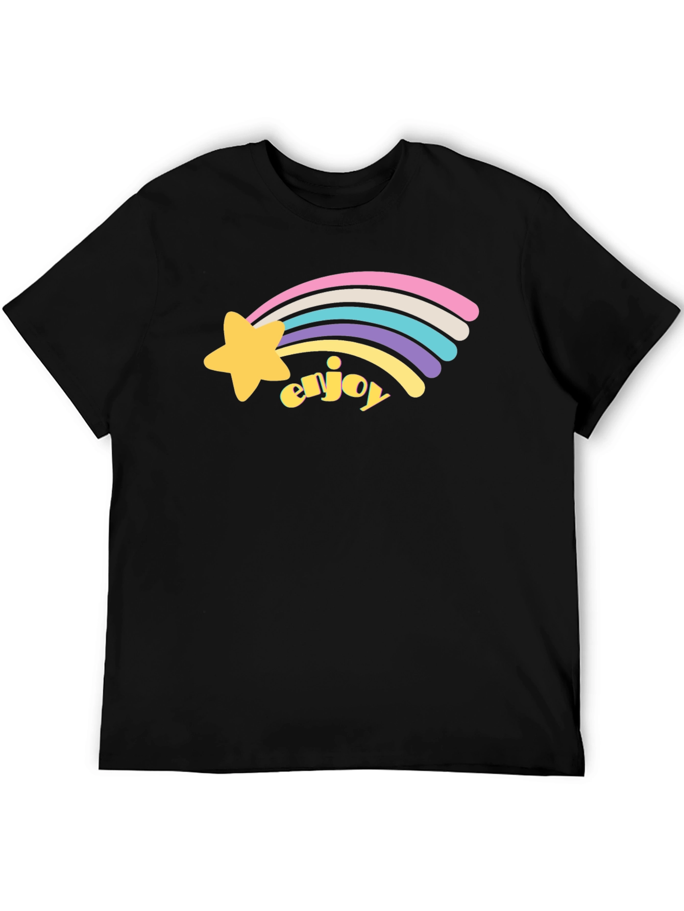 Black Enjoy Shooting Star Graphic Tee - Black Cotton Blend view 5