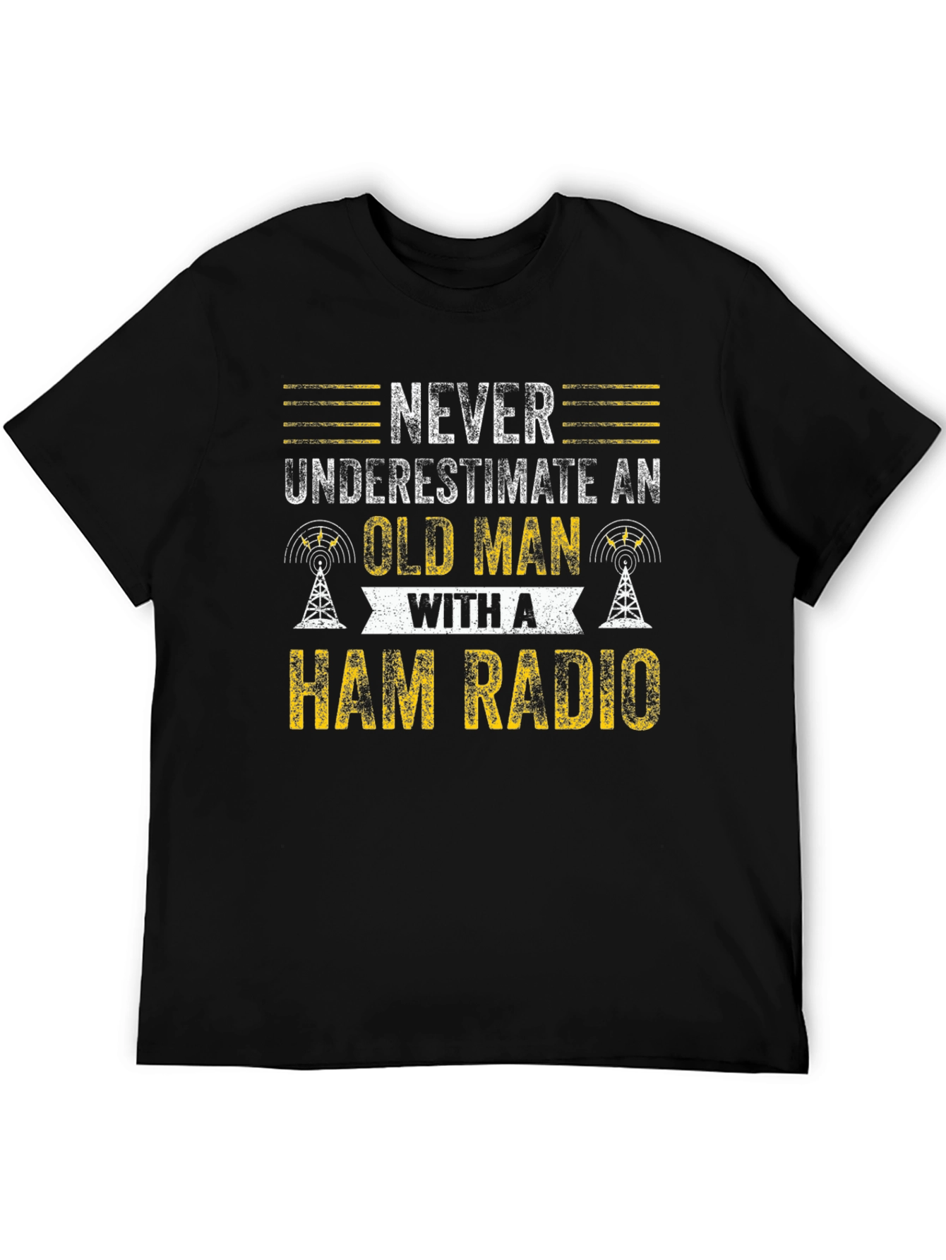 Black Ham Radio Old Man T-Shirt view 5
