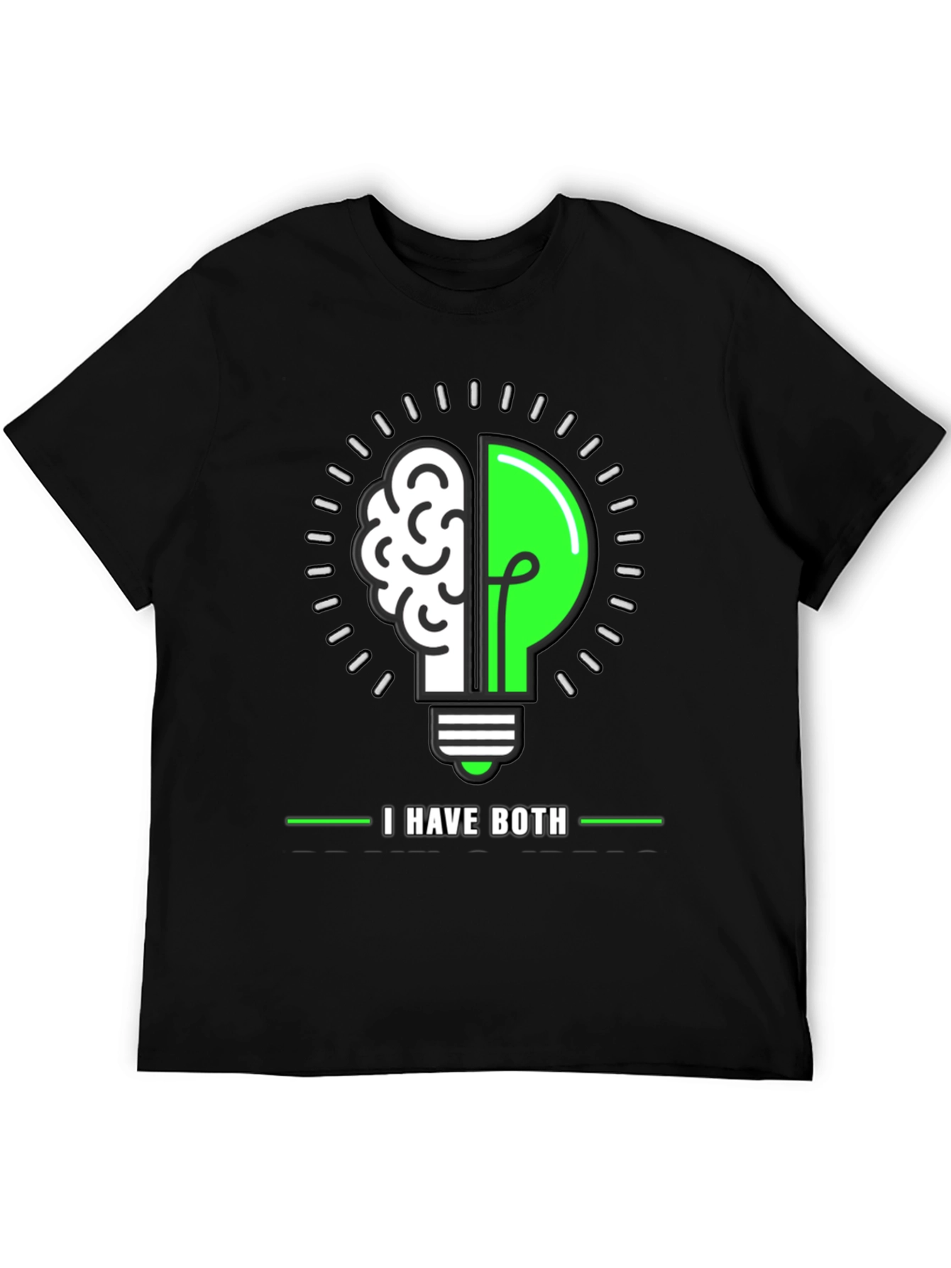 Black Brain & Light Bulb Graphic T-Shirt - I Have Both! view 5