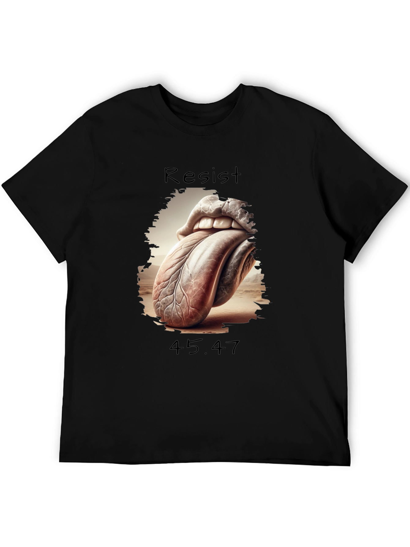 Black Resist 45.47 Graphic Tee - Unique Tongue Design view 5