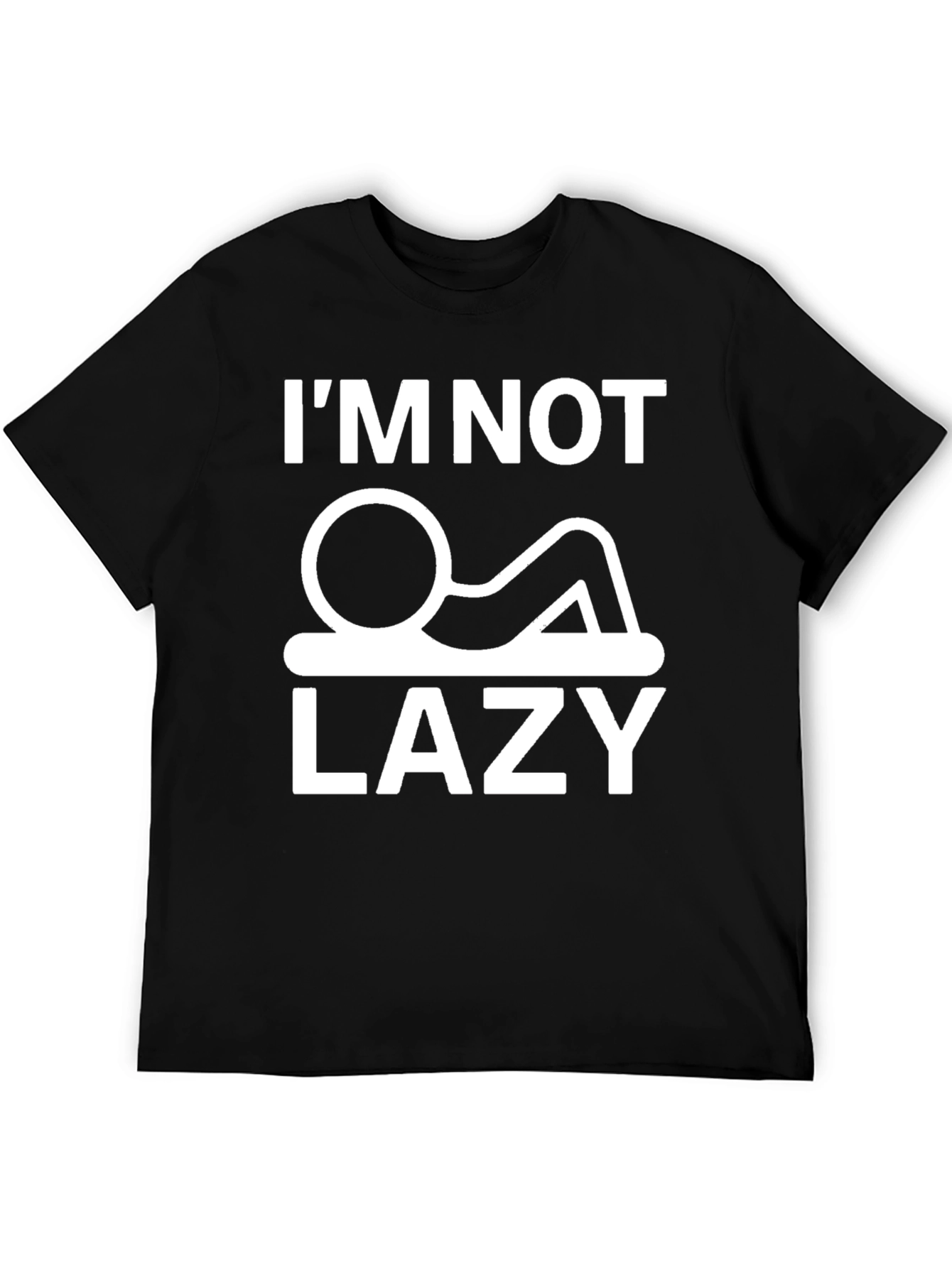 Black I'm Not Lazy Graphic T-Shirt - Black view 5