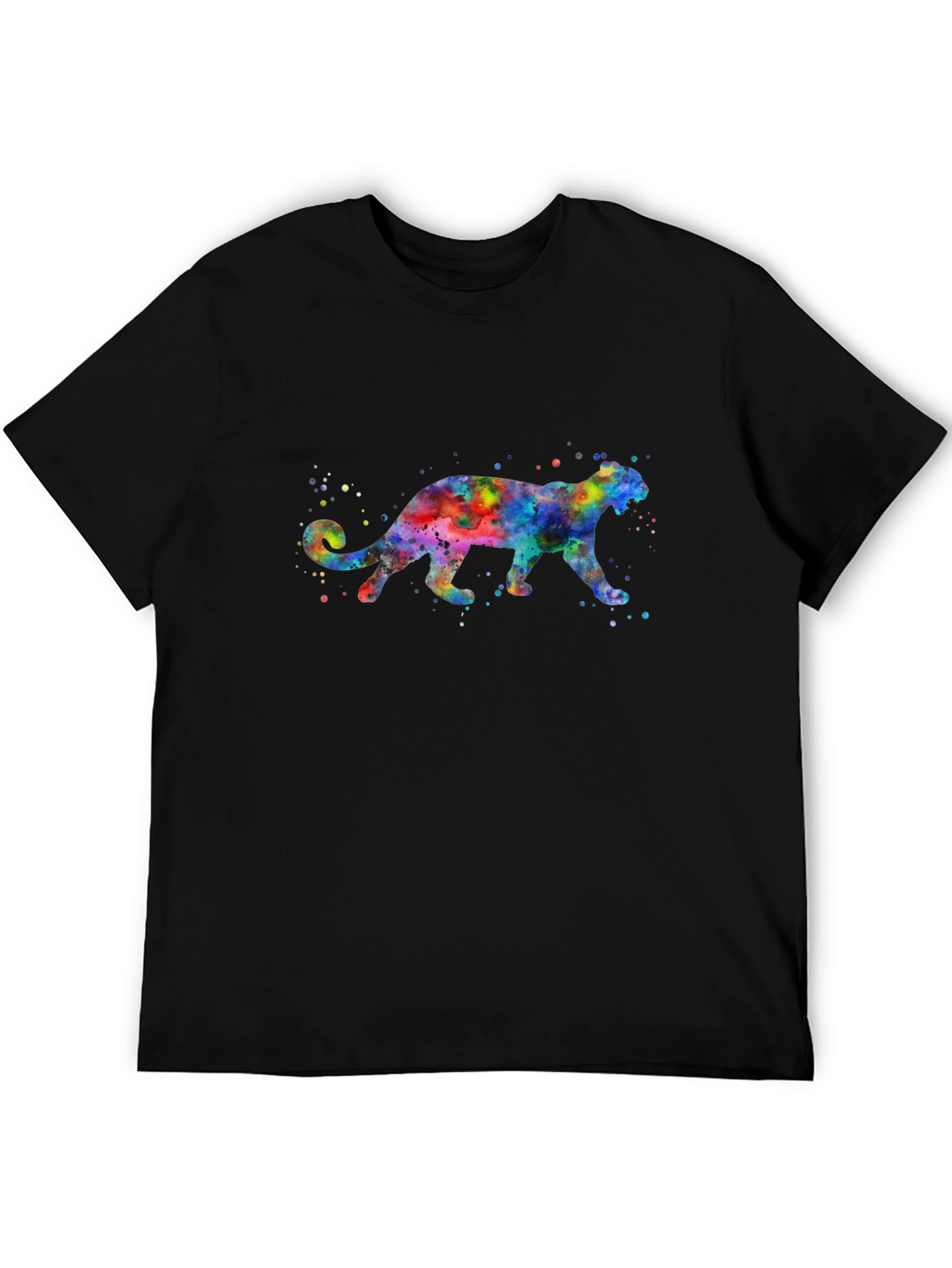 Black Watercolor Panther Graphic T-Shirt view 5