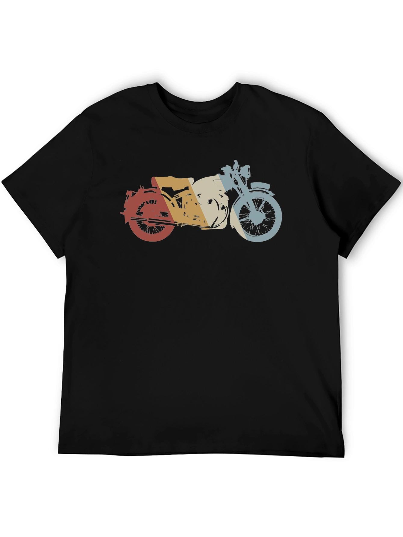 Black Retro Motorcycle Graphic Tee - Vintage Style Black T-Shirt view 5