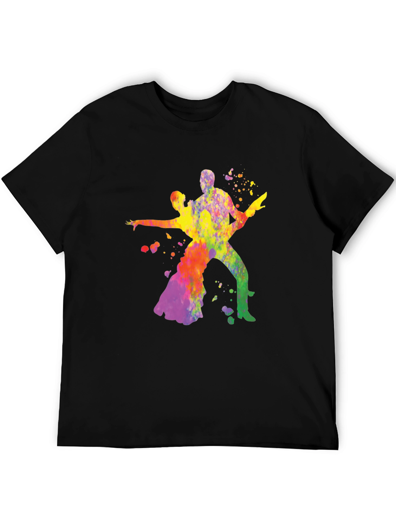 Black Colorful Dance T-Shirt - Black Cotton Tee view 5