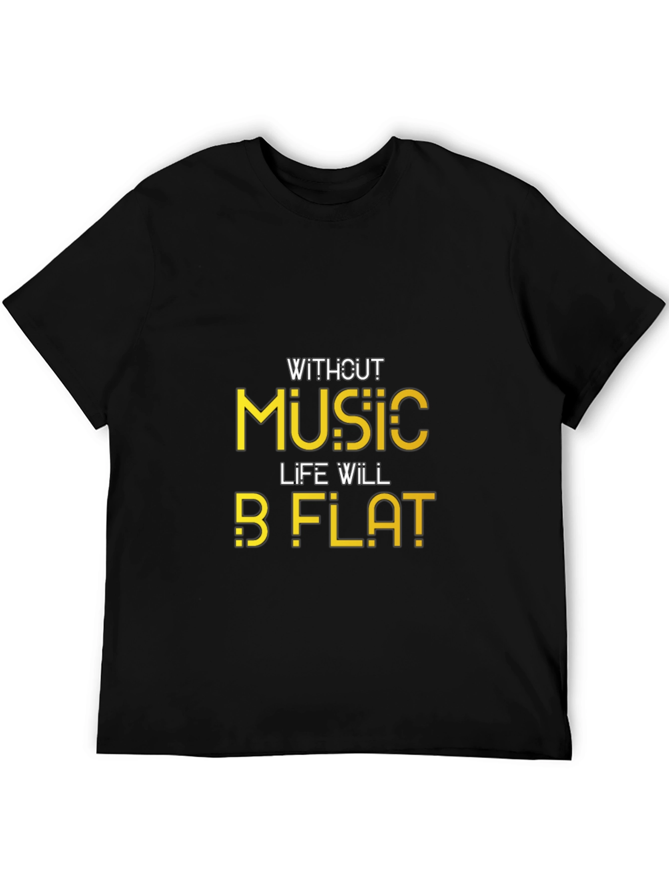 Black Music Lover Black T-Shirt - 'Without Music, Life Will B Flat' view 5