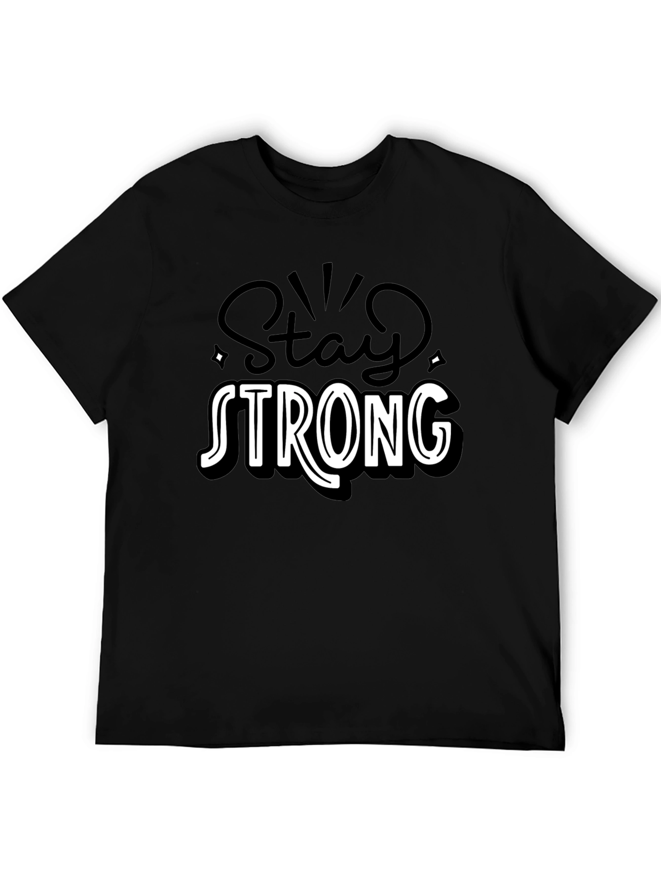 Black Stay Strong Graphic Tee - Black Cotton Comfort view 5