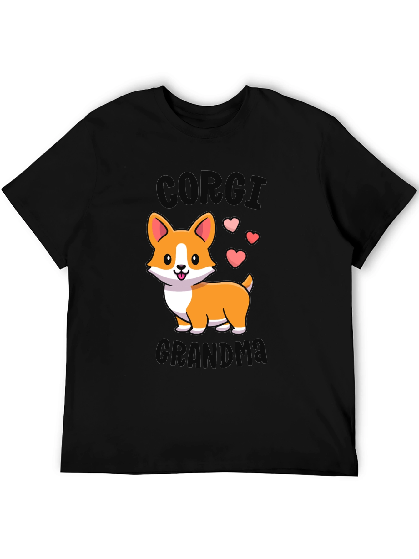 Black Corgi Grandma Black T-Shirt view 5