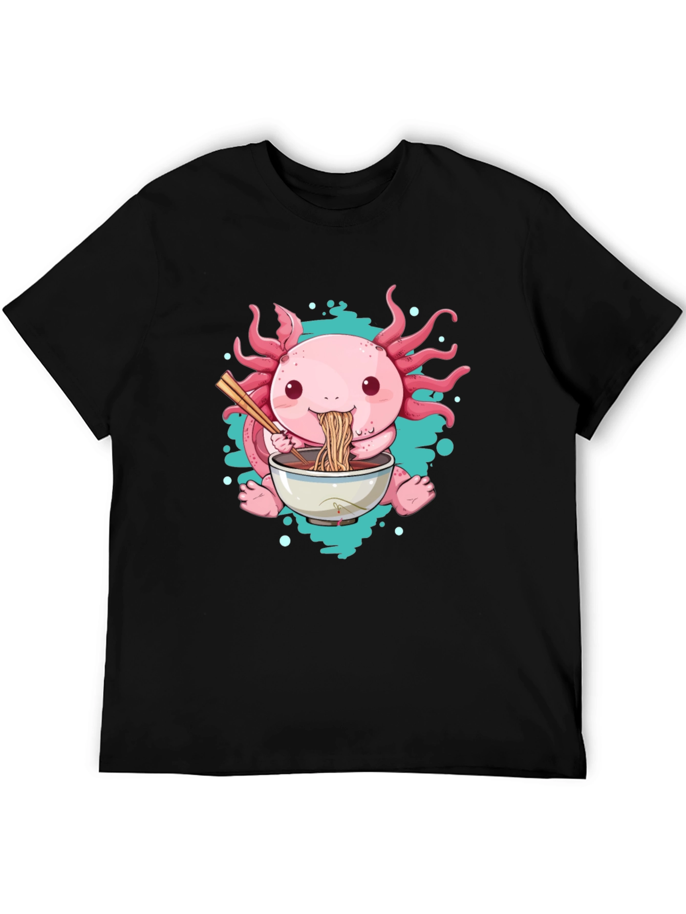 Black Axolotl Ramen T-Shirt - Cute Cartoon Tee view 5