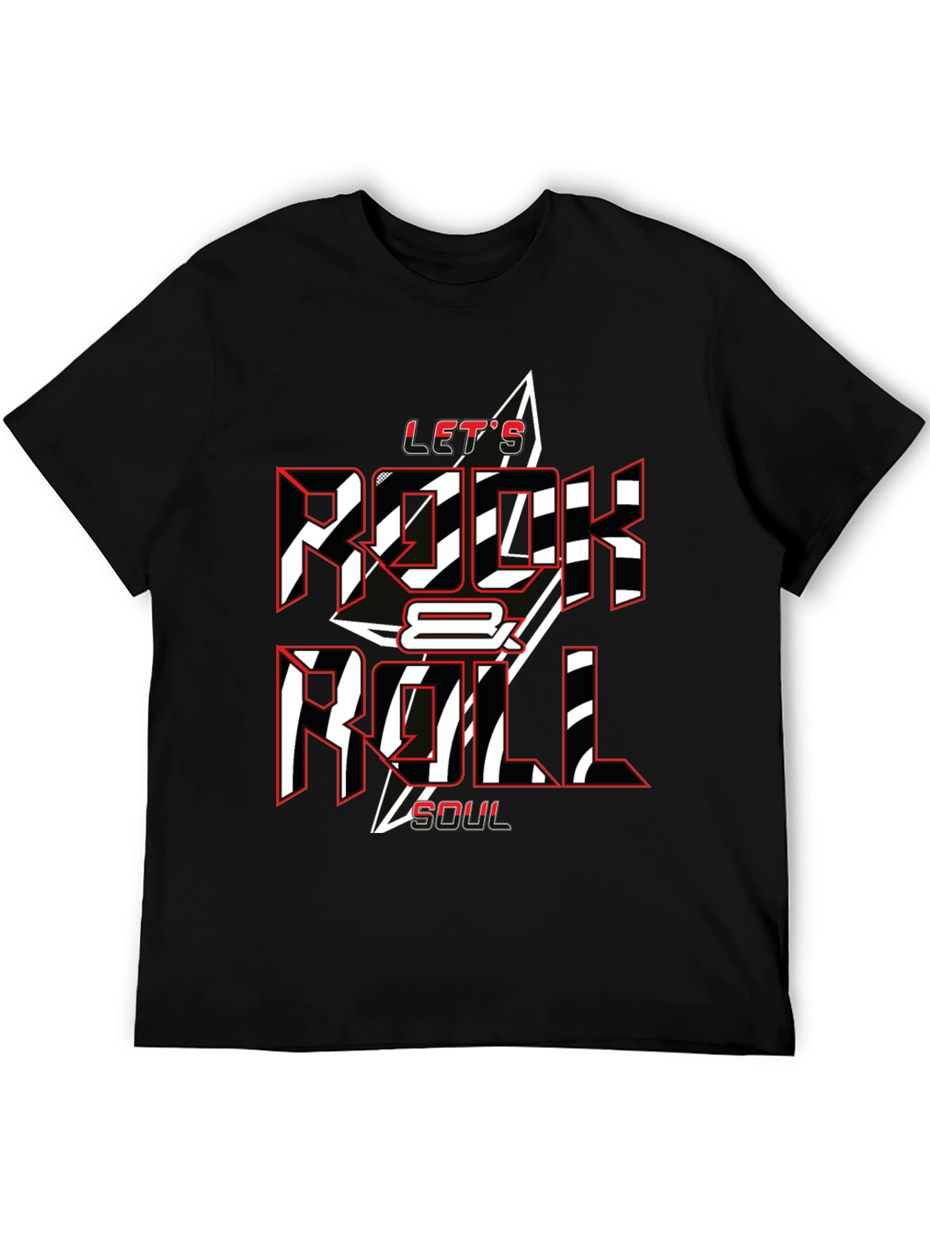 Black Let's Rock & Roll Soul Black Graphic Tee view 5