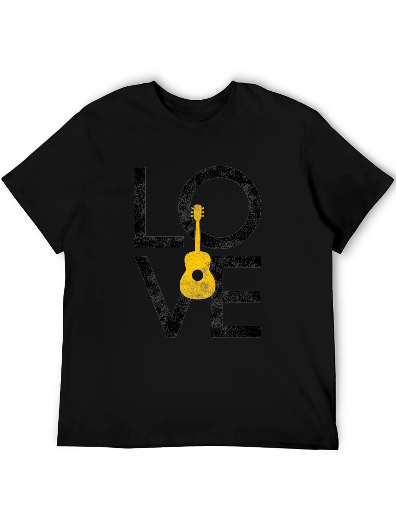 Black Love Guitar Graphic T-Shirt - Black Casual Tee view 5