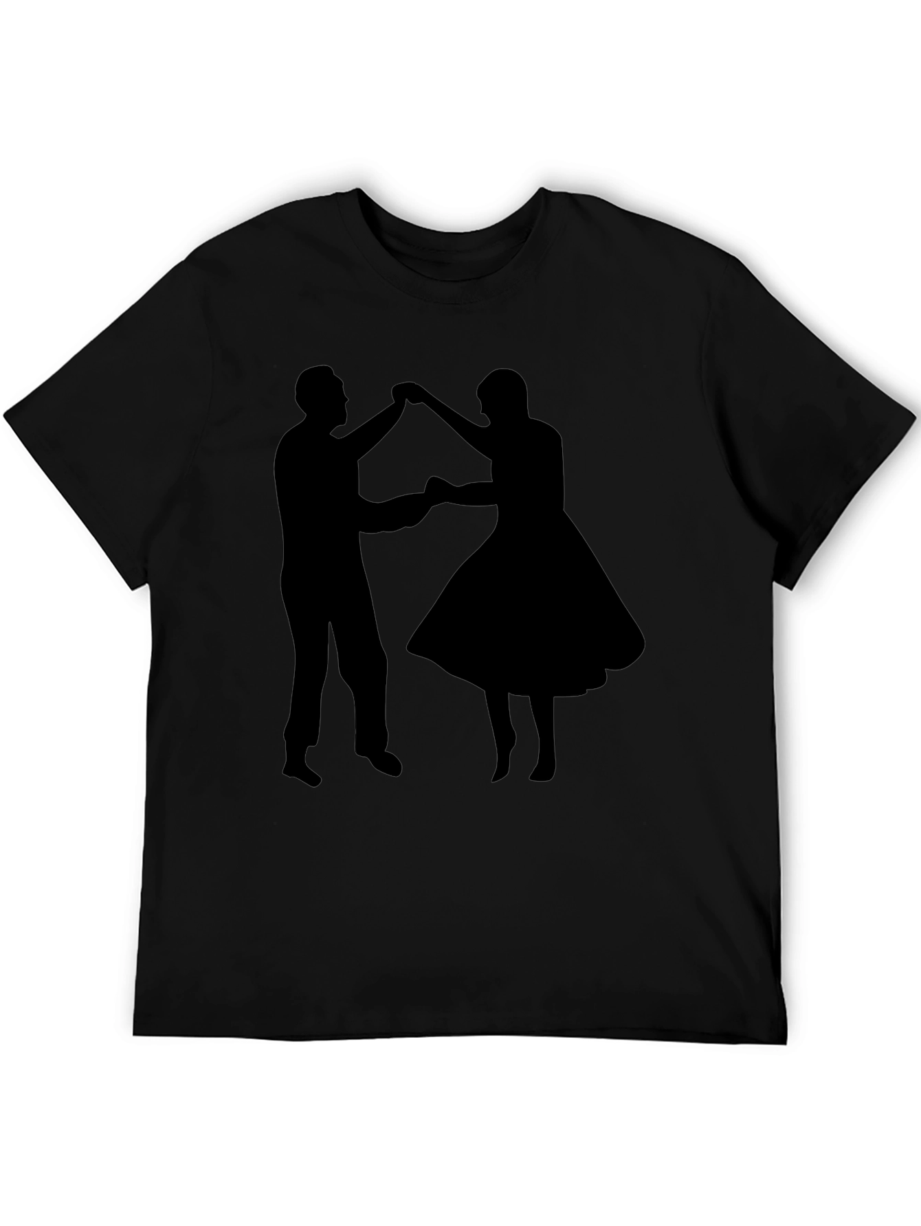 Black Dancing Couple Graphic Tee - Retro Style Black T-Shirt view 5