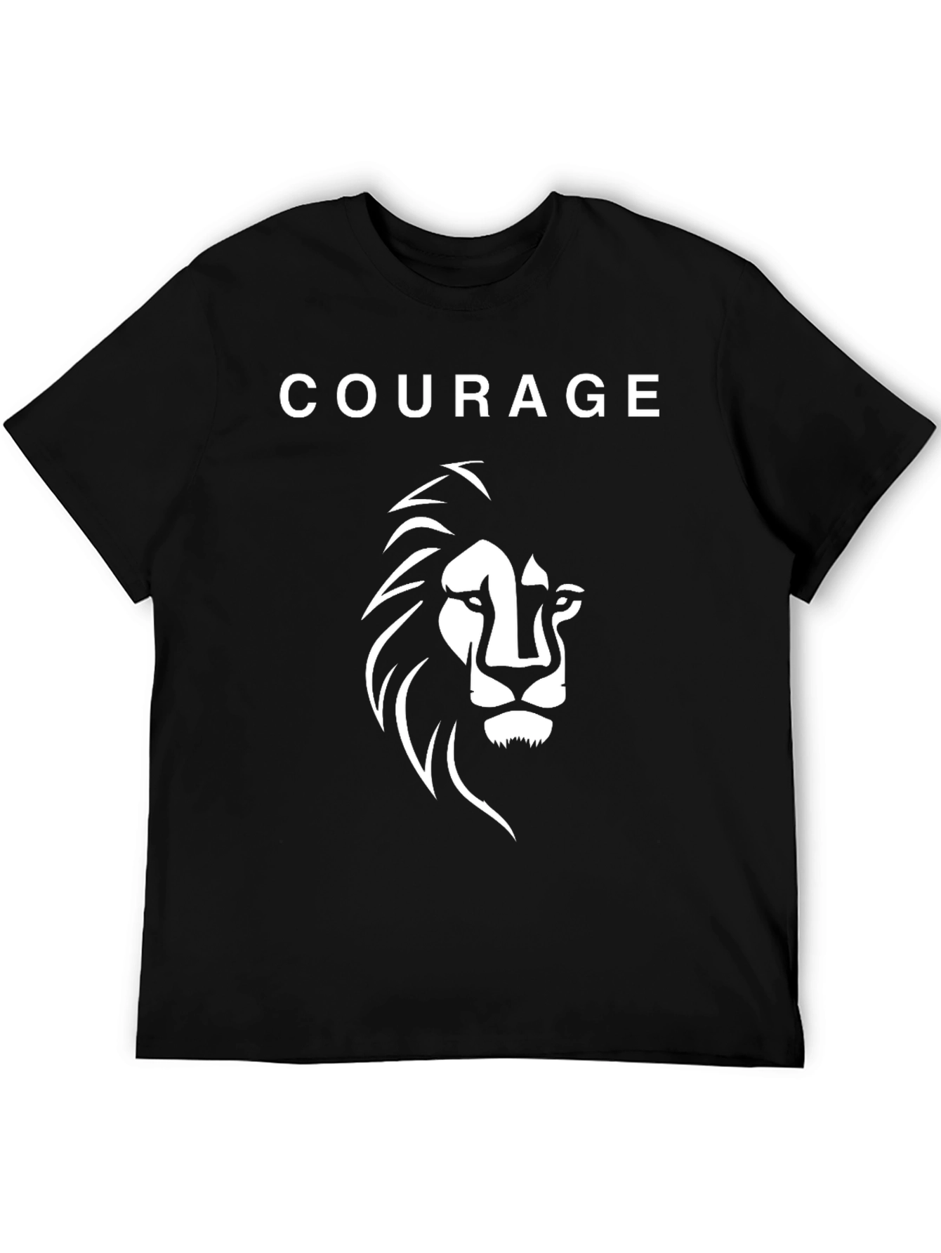 Black Courage Lion Graphic Print Men's Black T-Shirt view 5