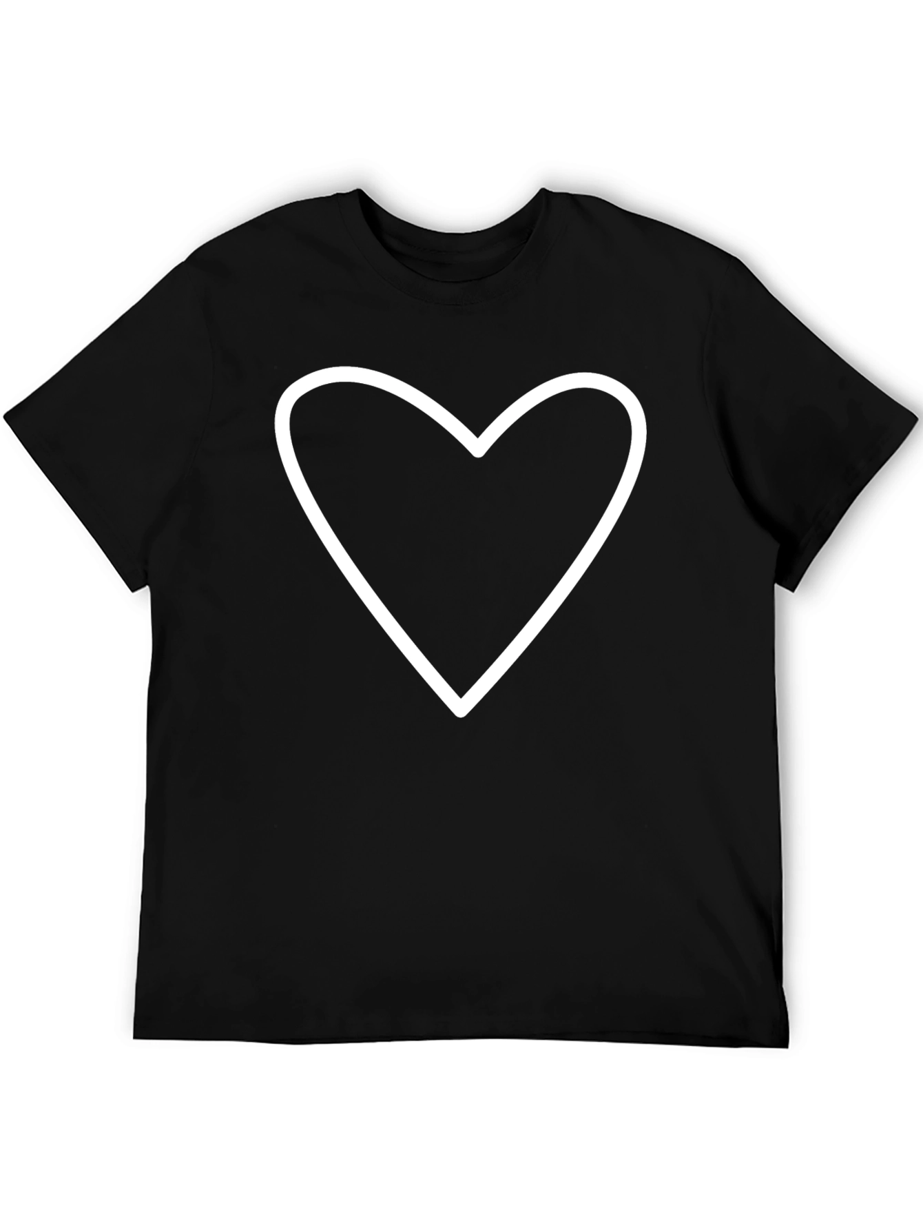Black Heart Outline Graphic Tee - Casual Black Shirt view 5