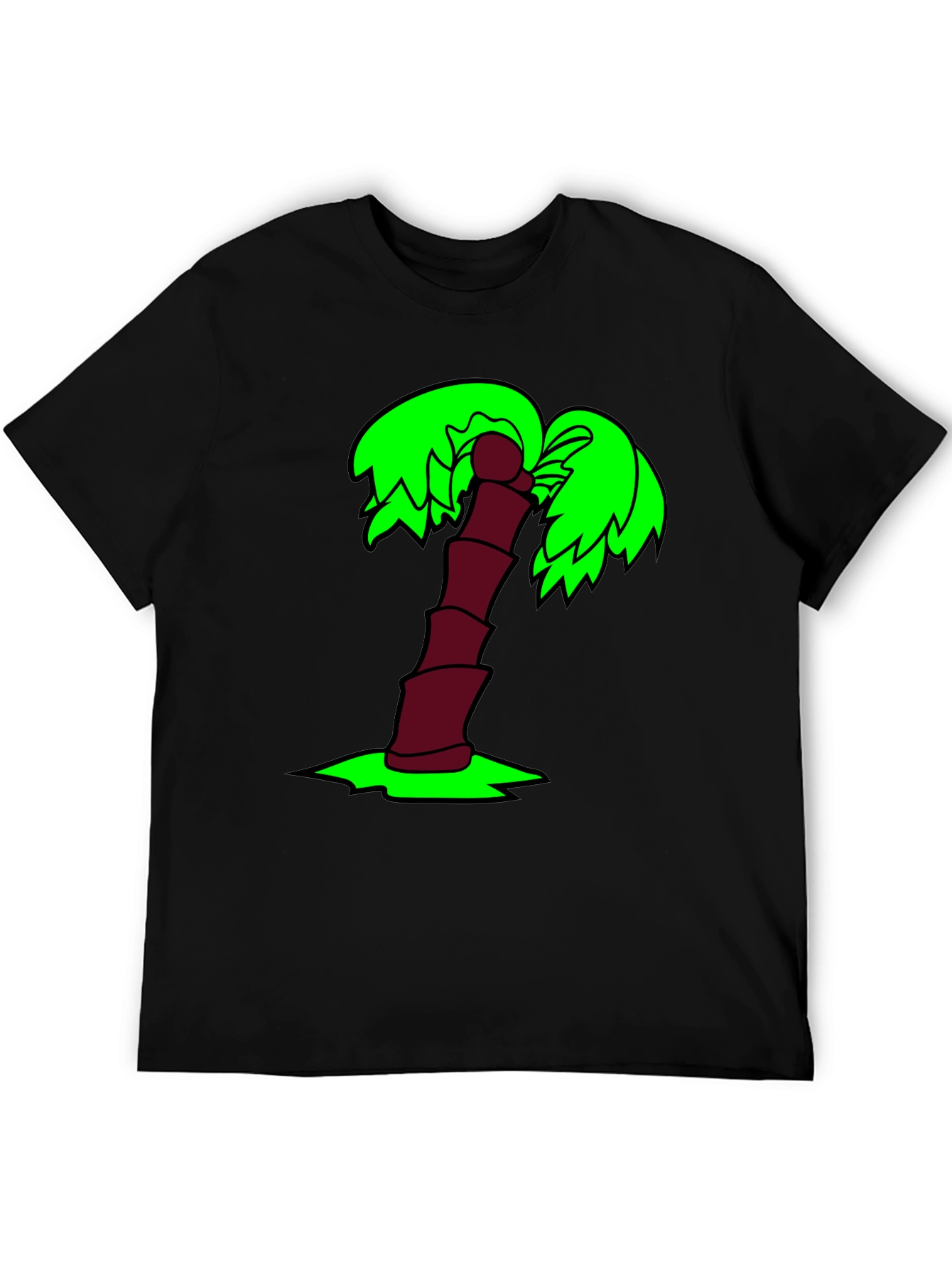 Black Cartoon Palm Tree Black T-Shirt view 5