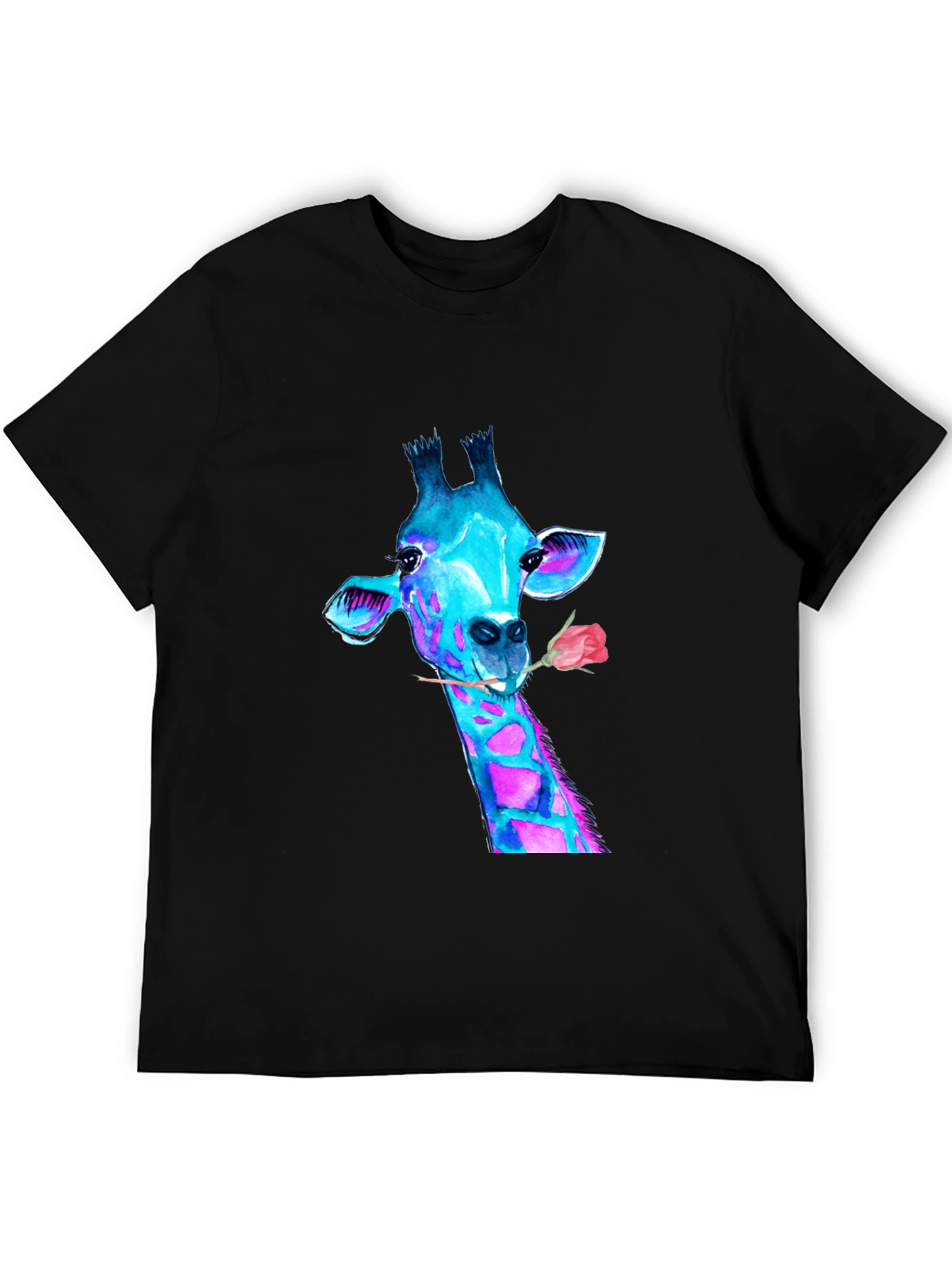 Black Giraffe Watercolor Graphic T-Shirt - Stylish Men's Tee view 5