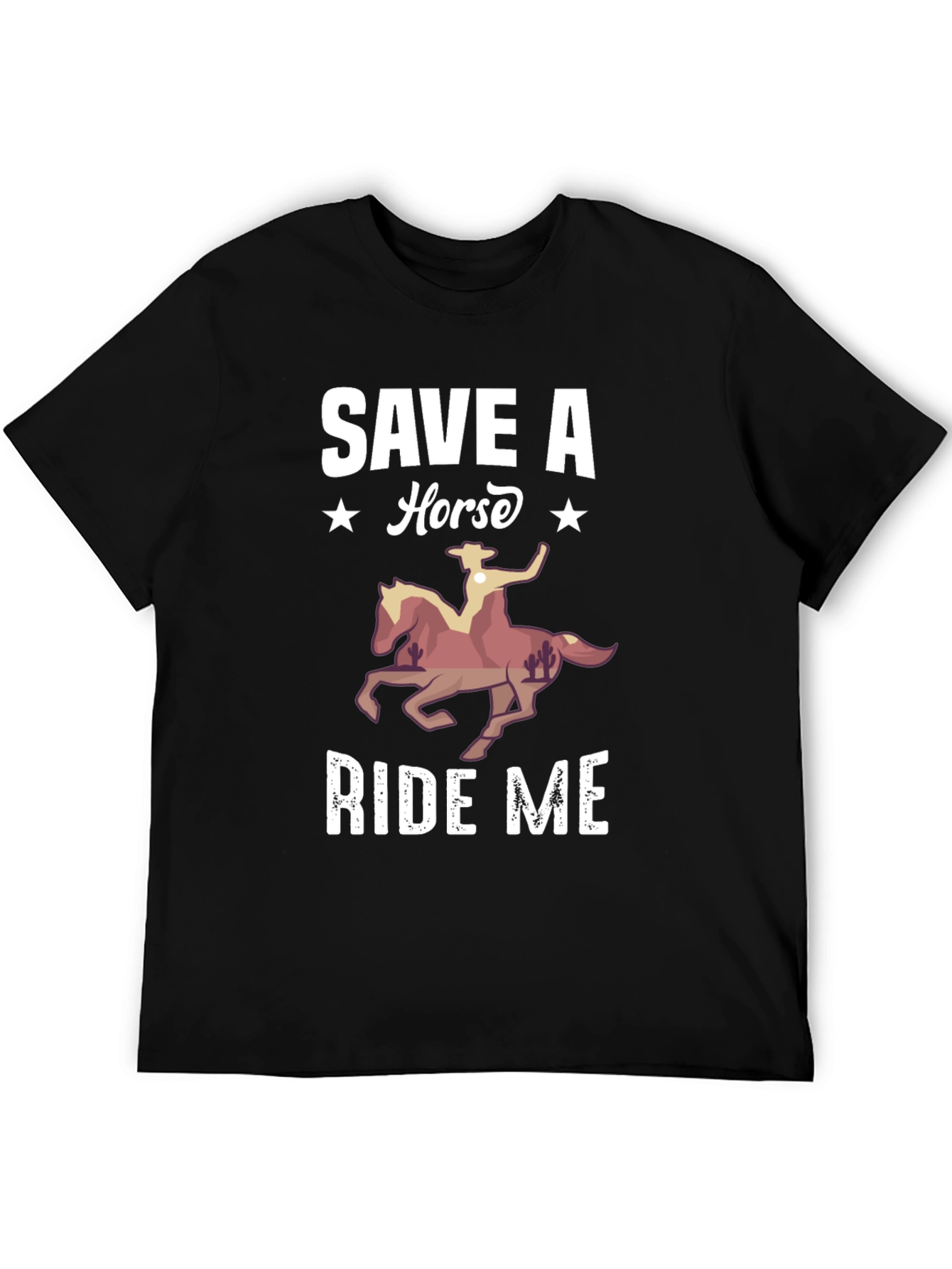 Black Save A Horse Ride Me T-Shirt - Novelty Graphic Tee view 5
