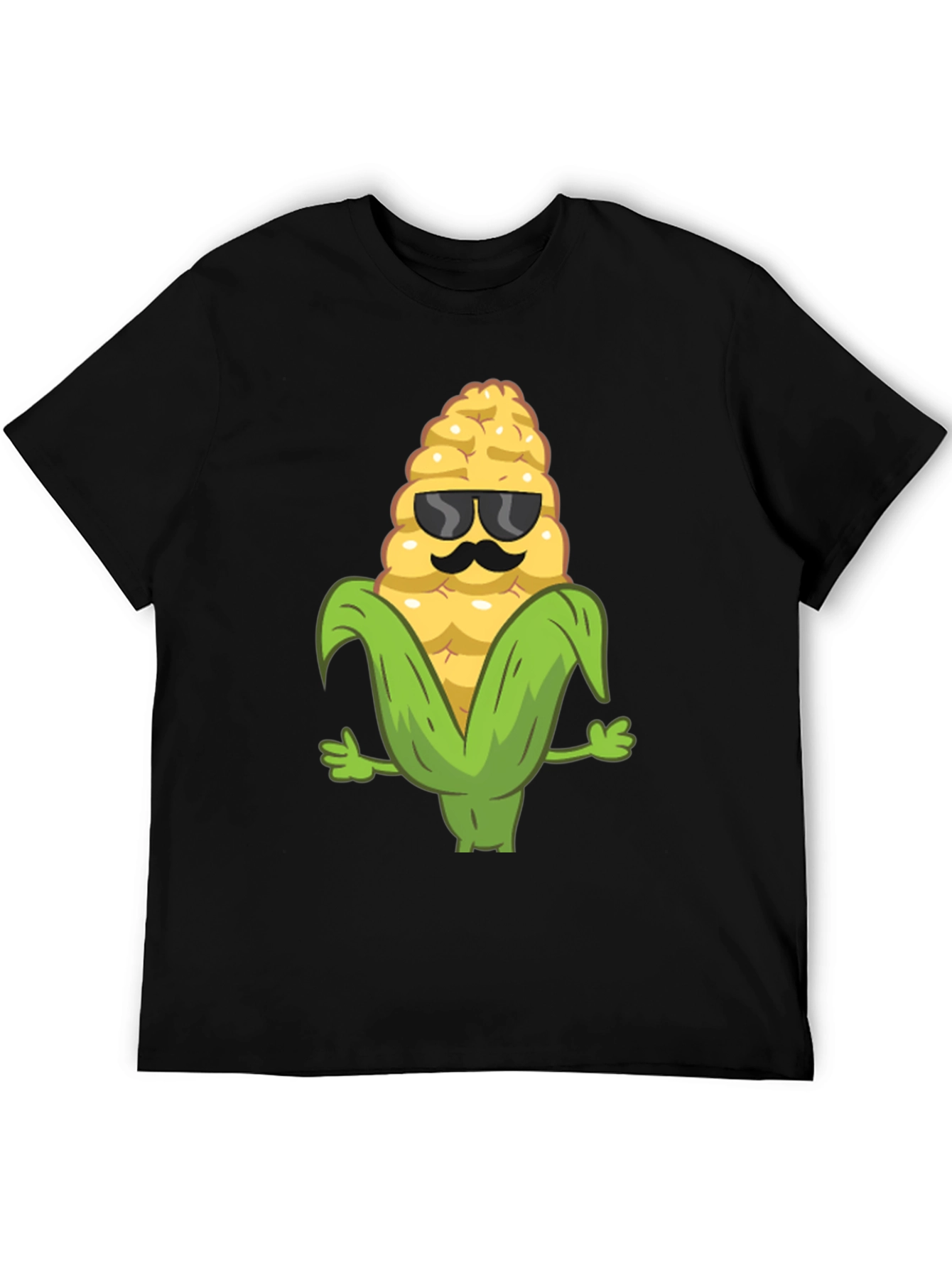 Black Cool Corn Graphic Tee - Black Cotton T-Shirt view 5