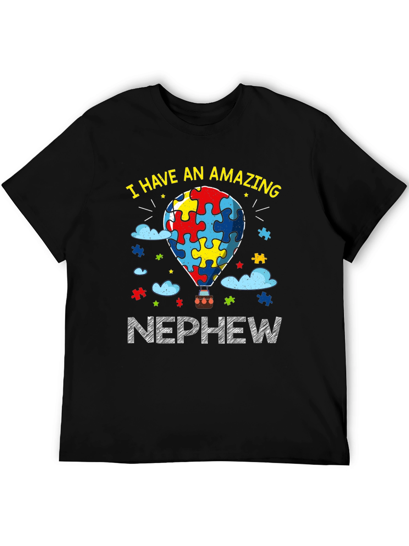 Black Amazing Nephew Autism Awareness T-Shirt view 5
