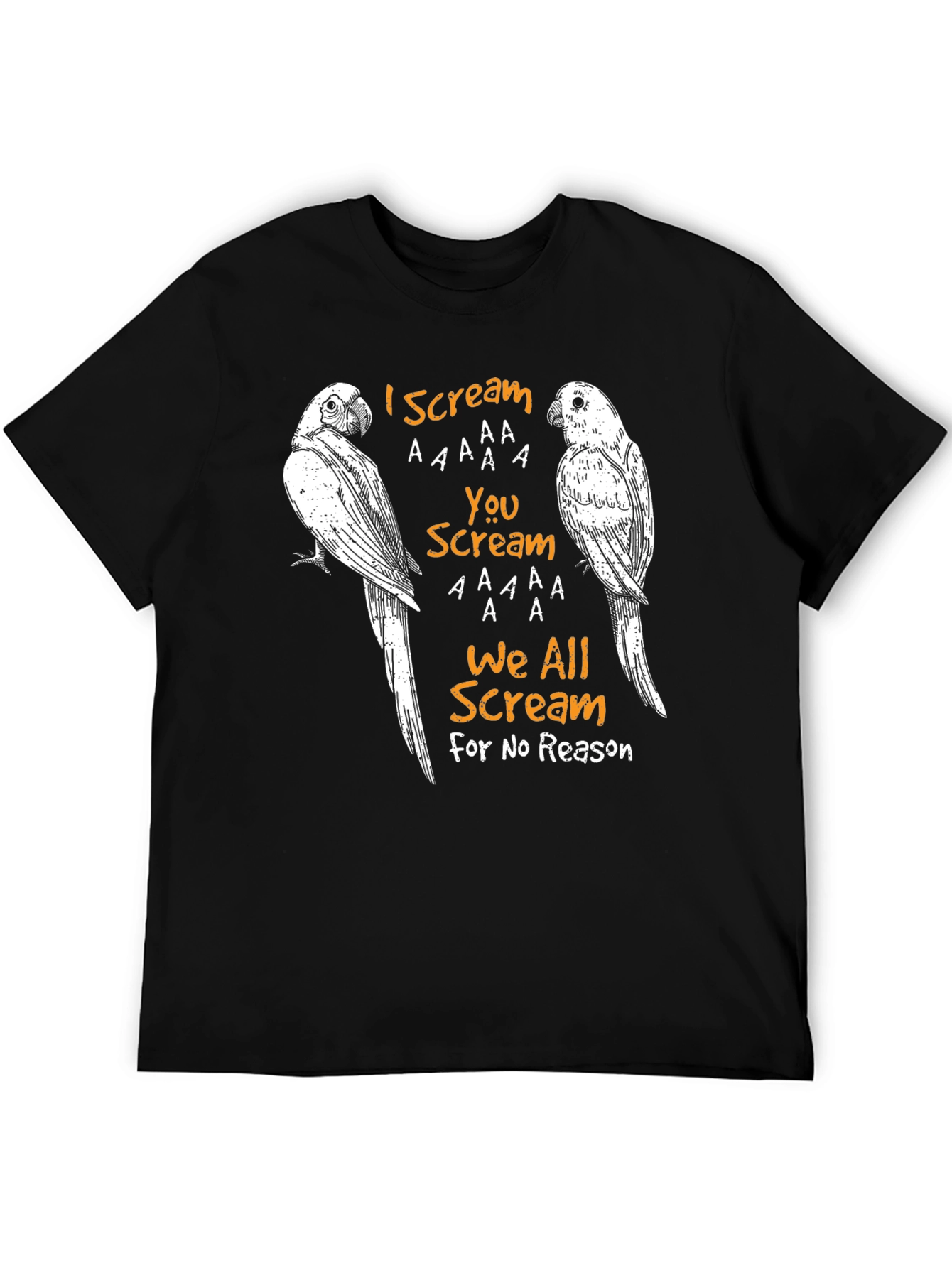 Black Funny "I Scream" T-Shirt with Parrot Graphic Design view 5