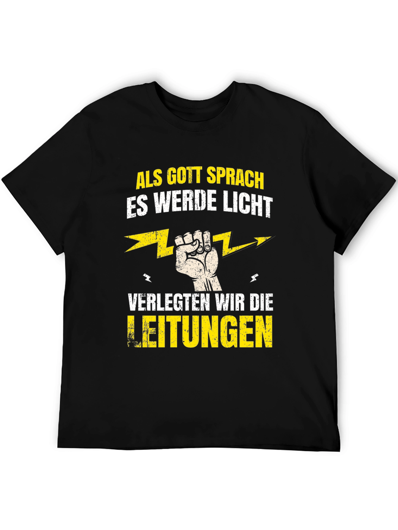 Black Funny Electrician T-Shirt - Als Gott Sprach view 5