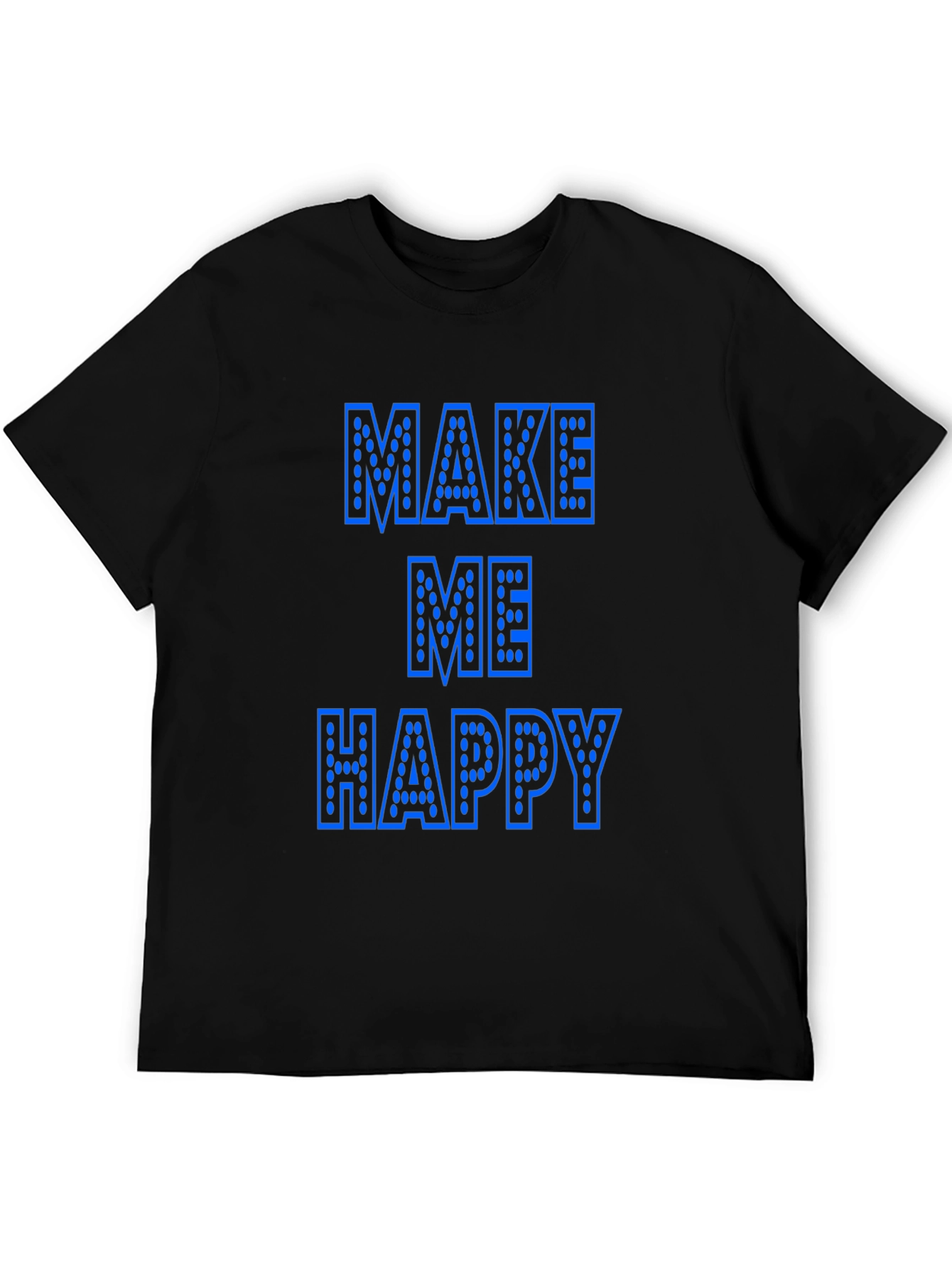 Black Make Me Happy Graphic T-Shirt - Bold Blue Print view 5