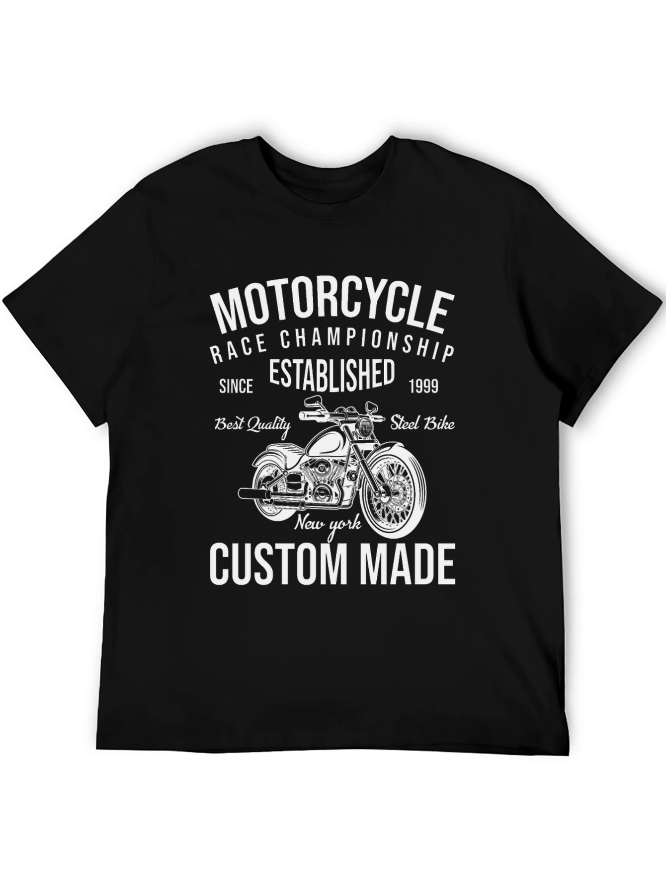 Black Motorcycle Race Championship Custom Made T-Shirt view 5