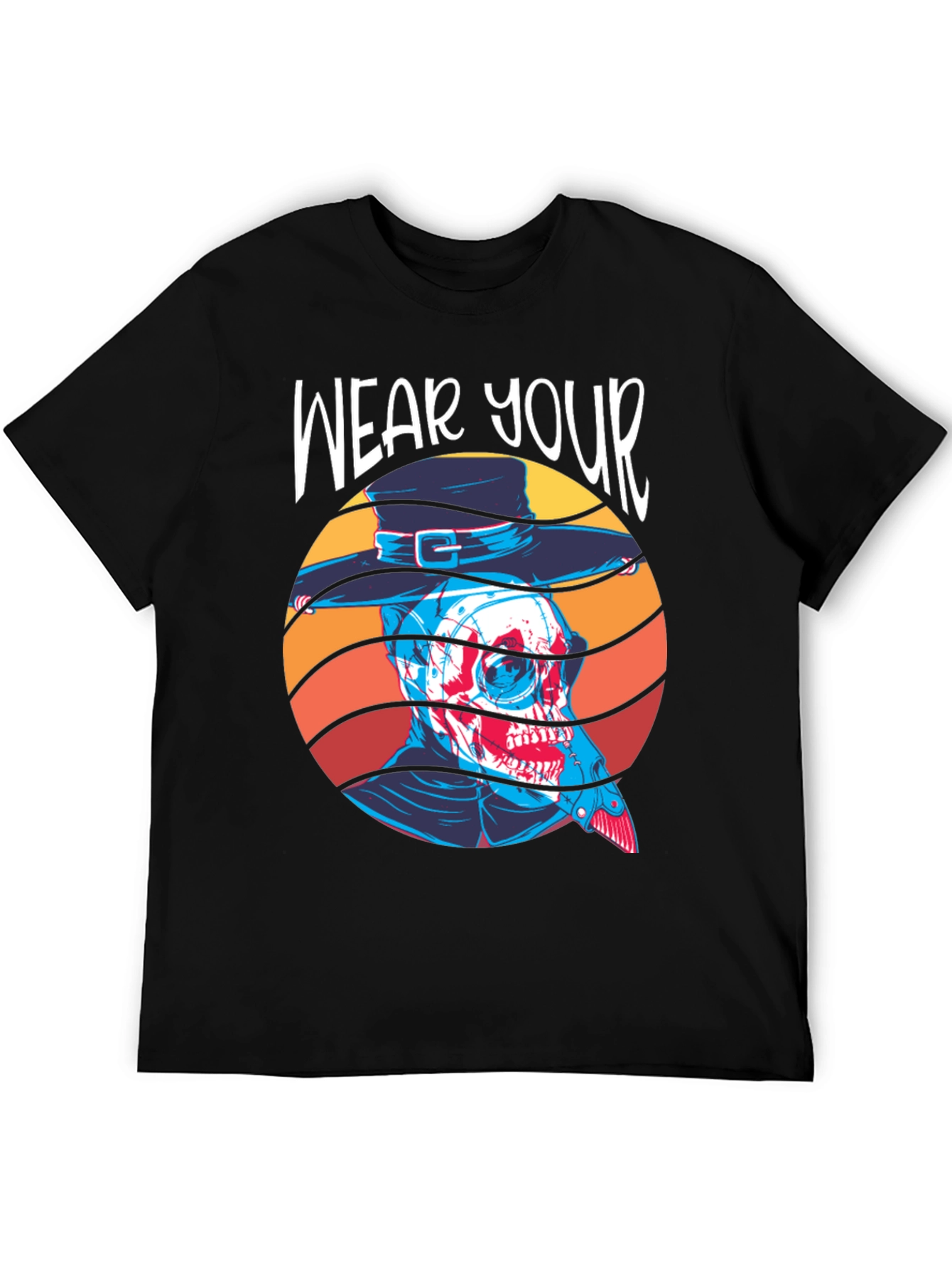 Black Wear Your Mask Plague Doctor T-Shirt view 5