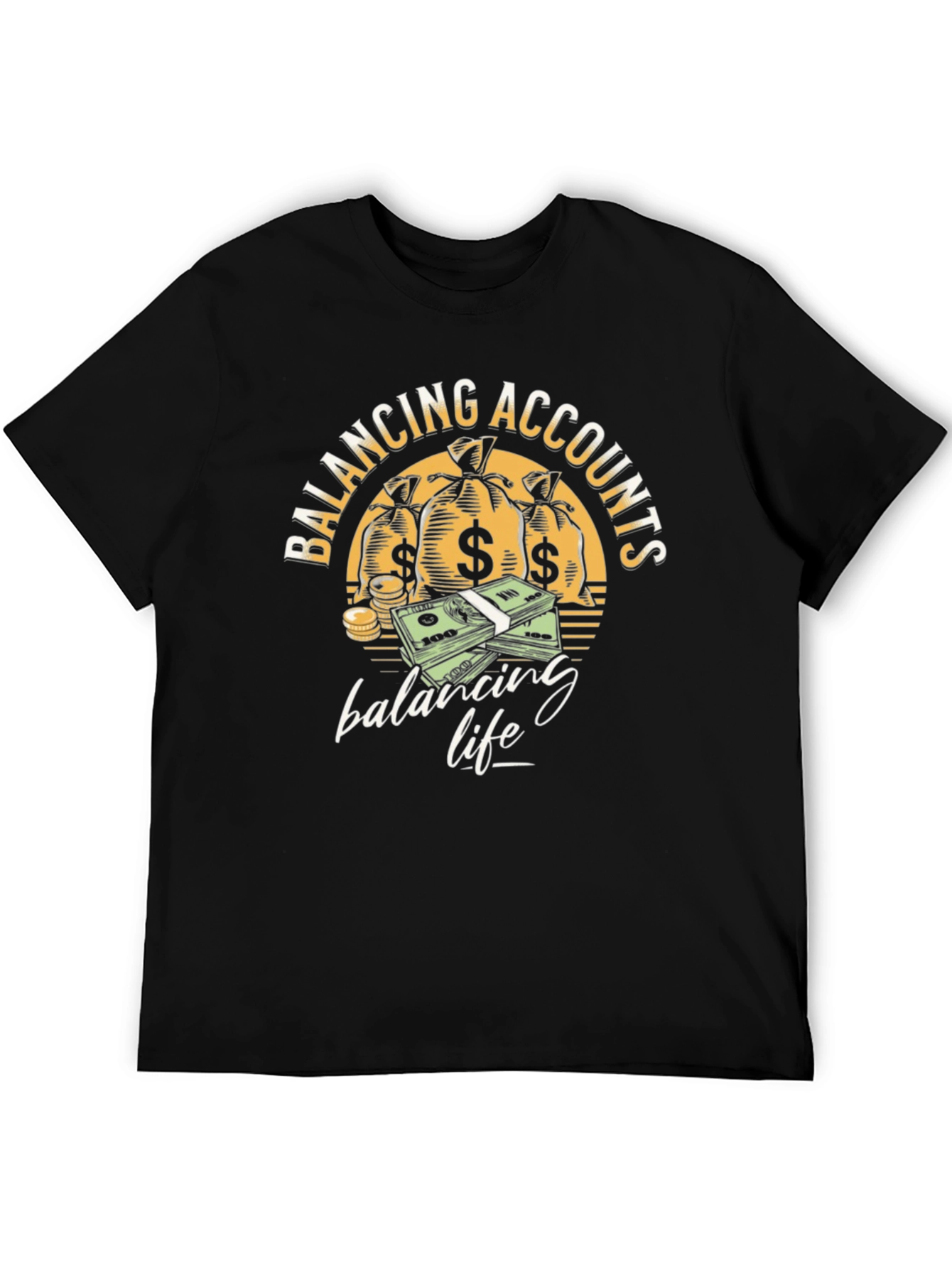 Black Balancing Accounts T-Shirt - Money Graphic Tee view 5