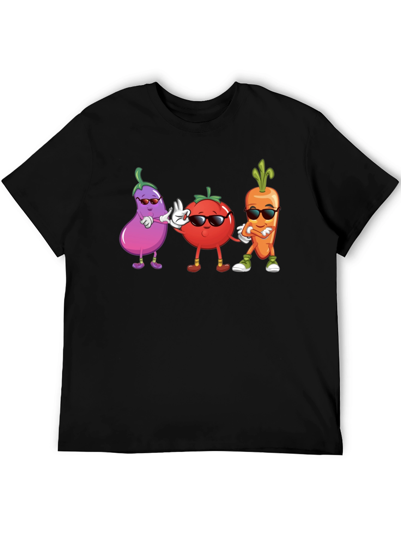 Black Cool Veggie Squad Black T-Shirt view 5