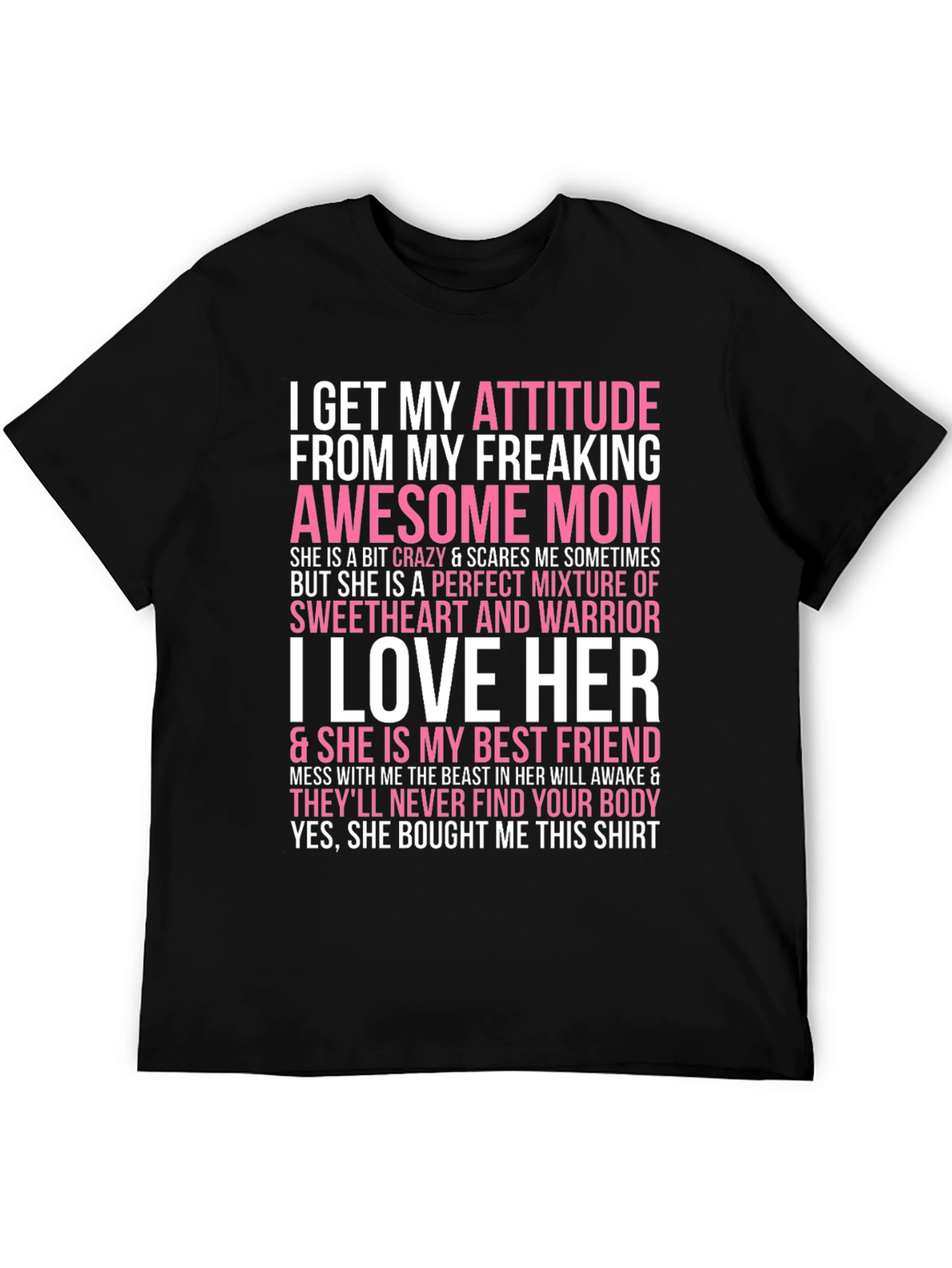 Black Attitude from Mom Novelty Graphic T-Shirt view 5