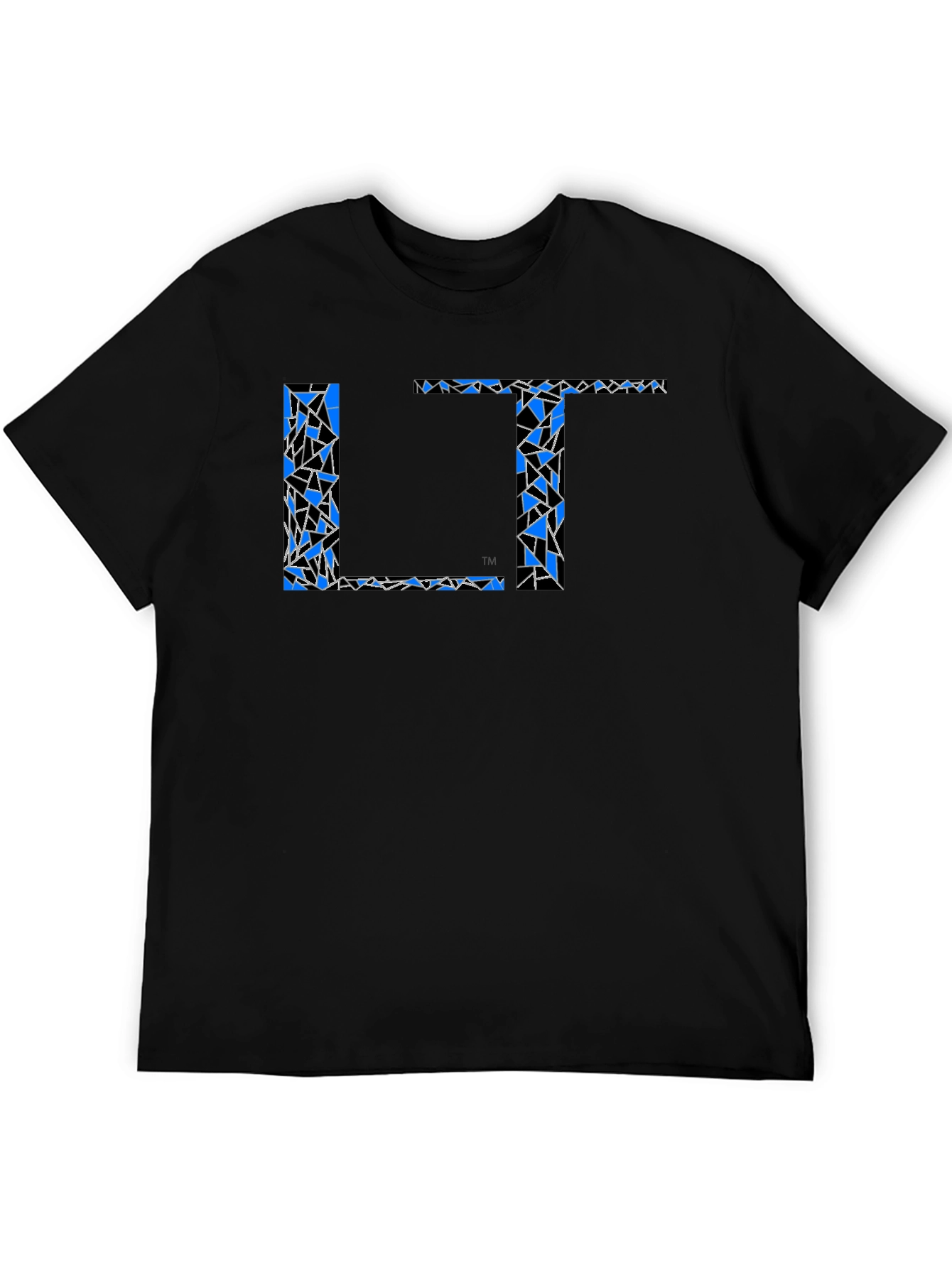 Black Abstract Blue LT Print Black T-Shirt view 5