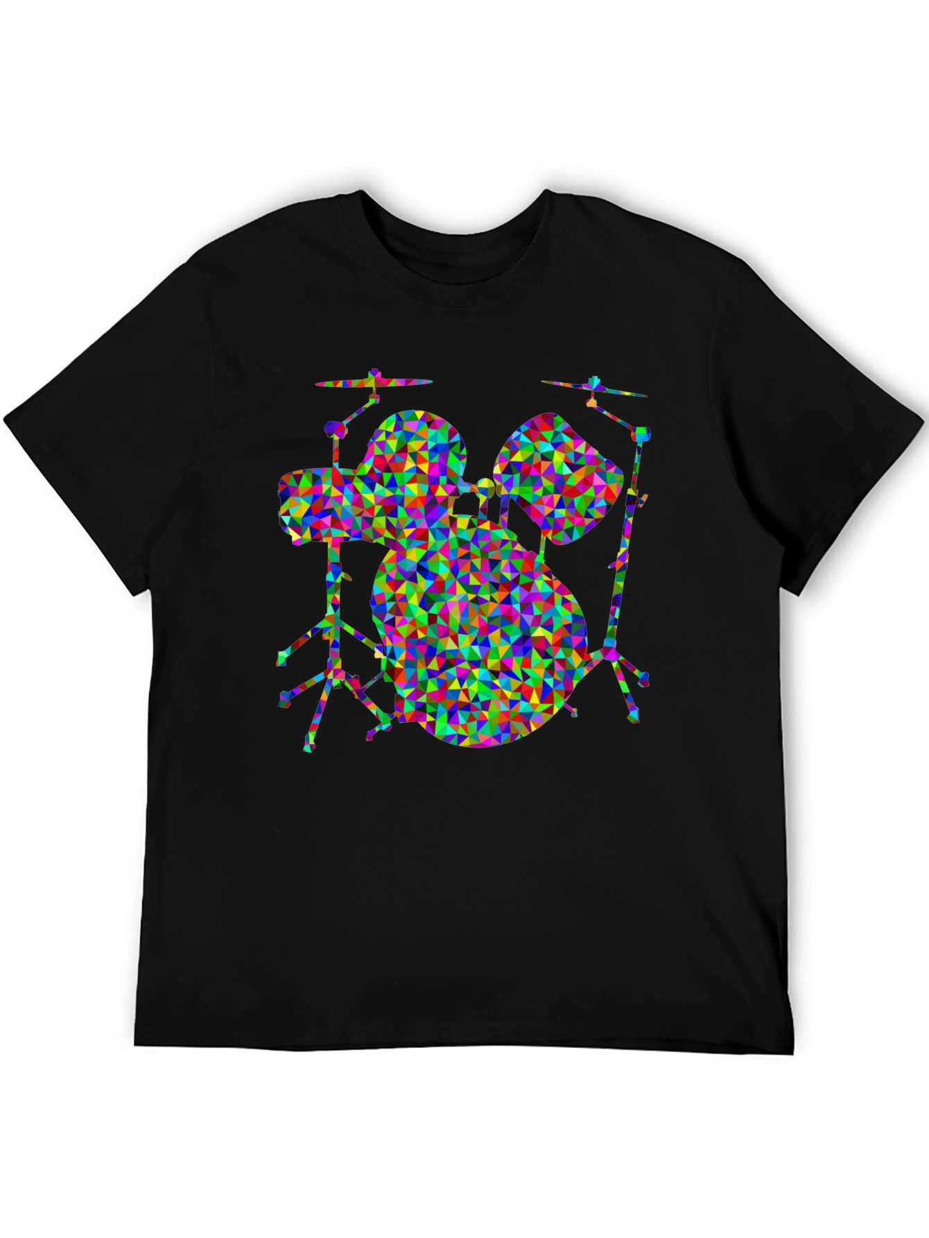 Black Geometric Drum Set T-Shirt view 5