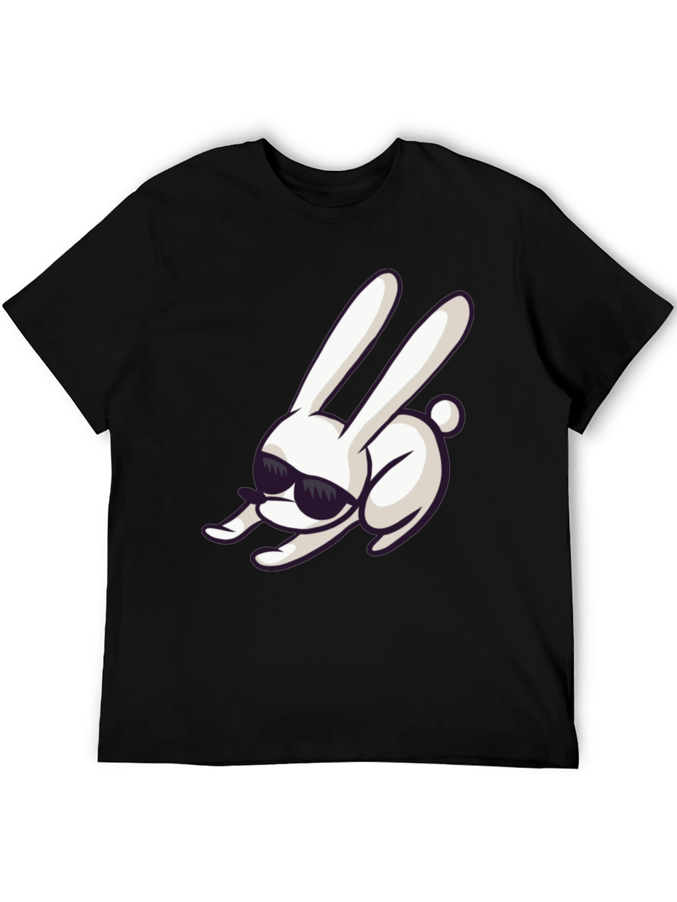 Black Cool Rabbit Graphic Tee - Black Cotton Blend view 5